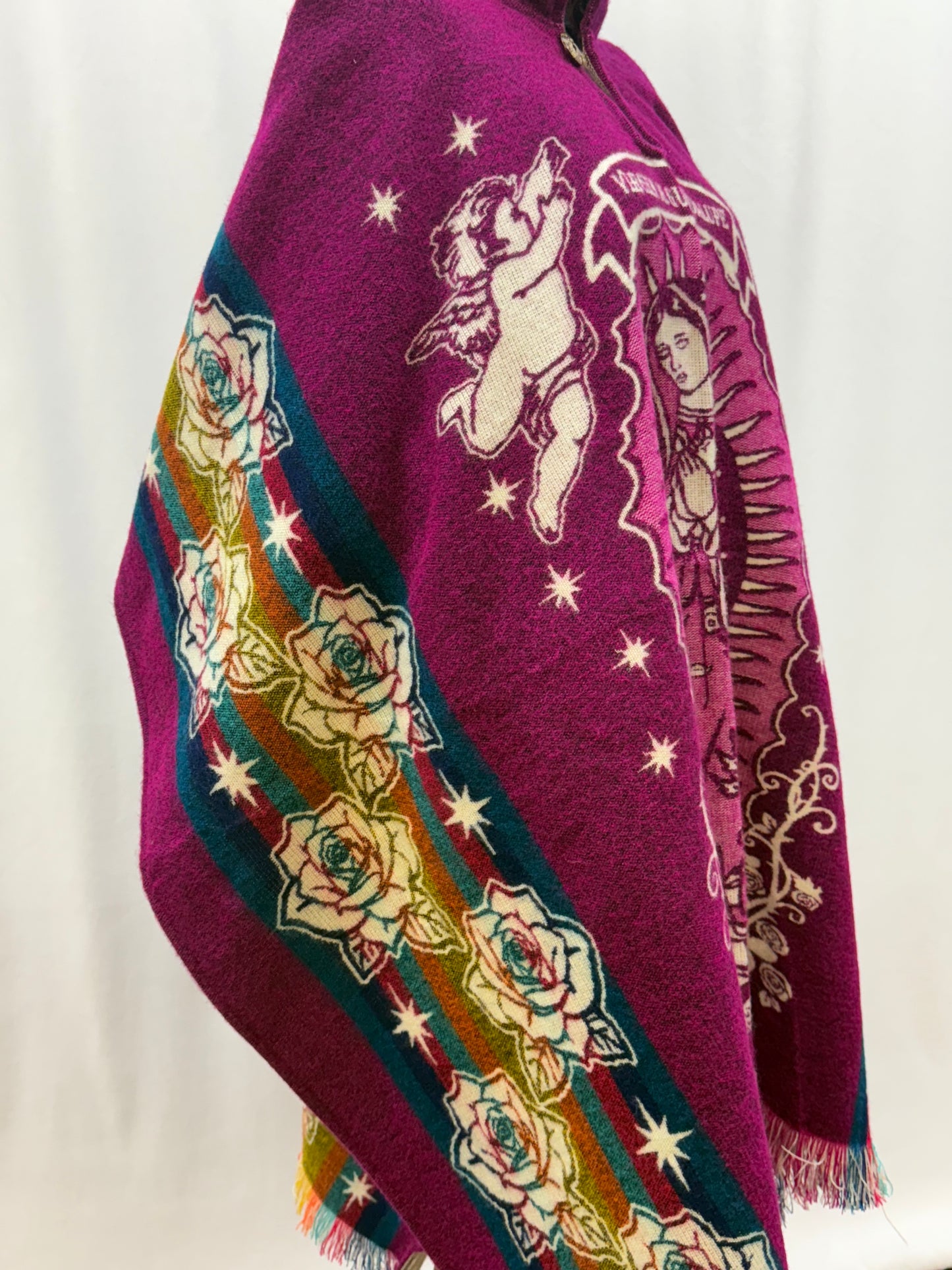 Women's Virgin of Guadalupe Alpaca Wool Hooded Poncho