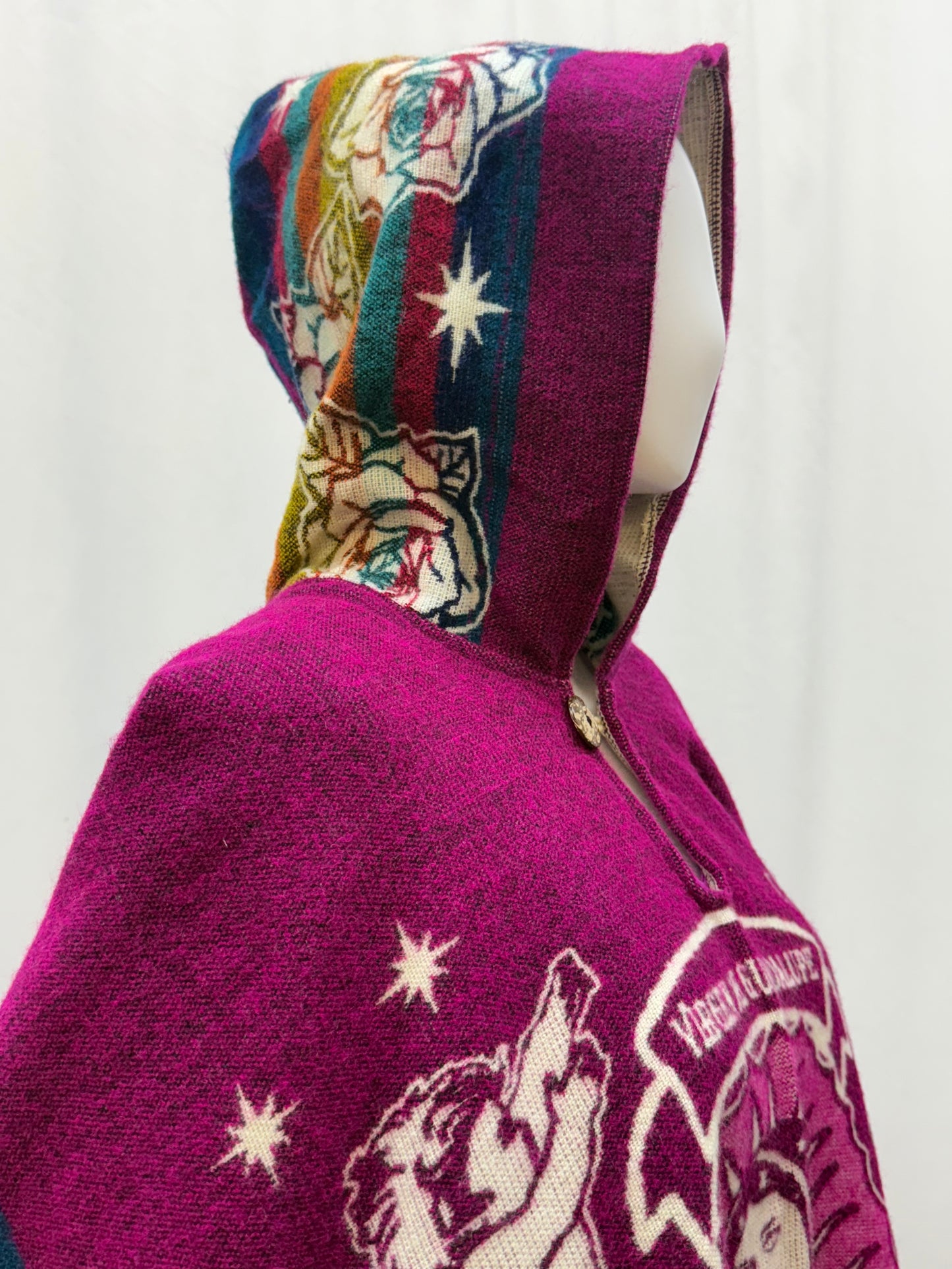 Women's Virgin of Guadalupe Alpaca Wool Hooded Poncho