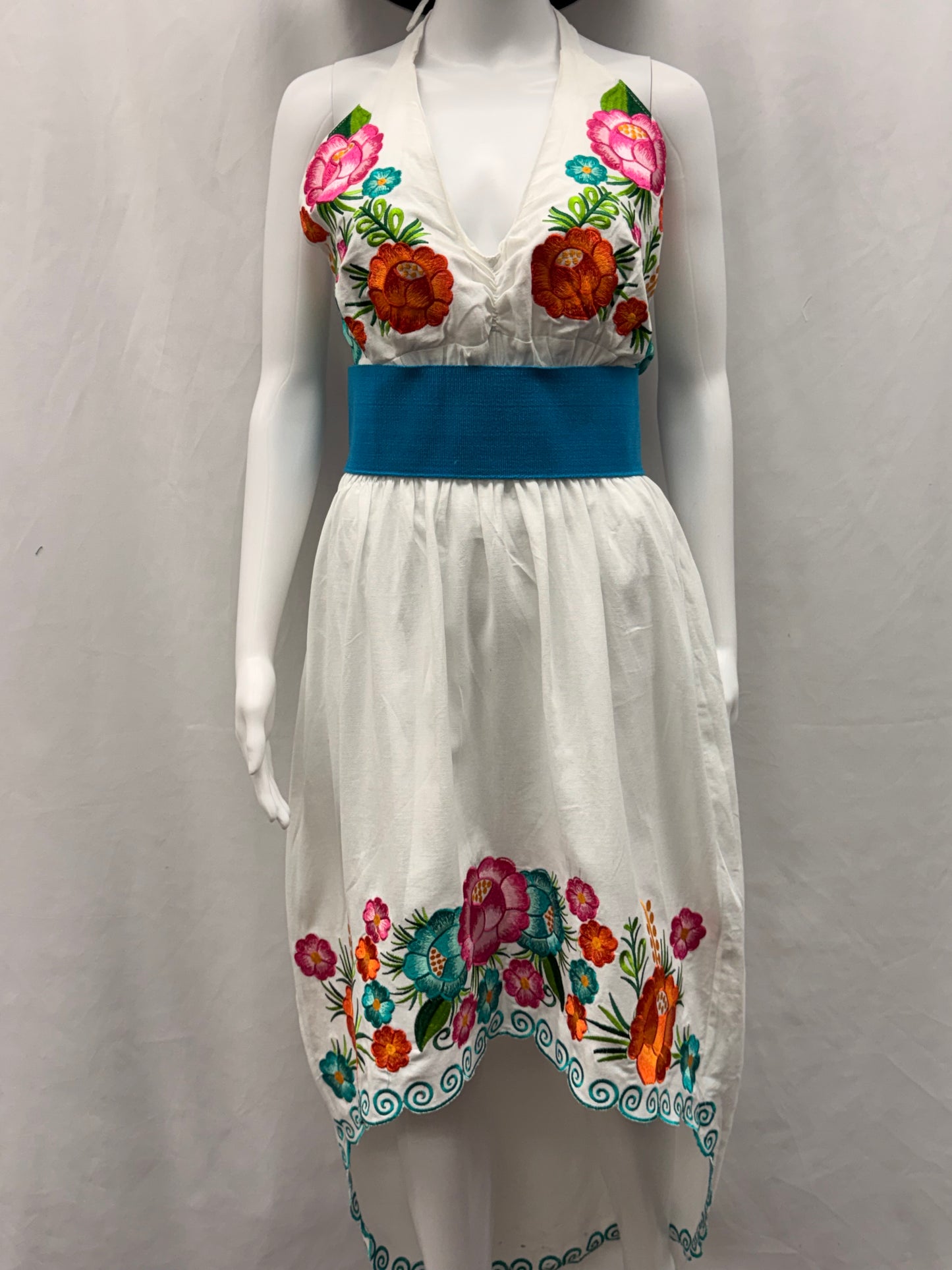 Women's Mexican Embroidered Halter Dress