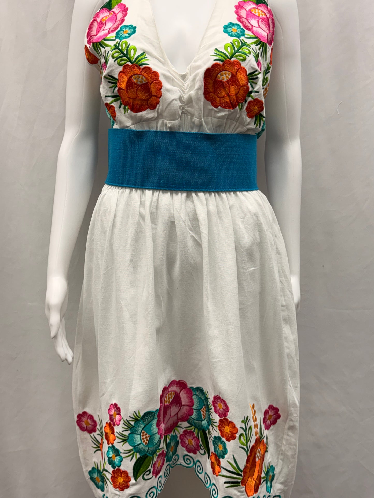 Women's Mexican Embroidered Halter Dress