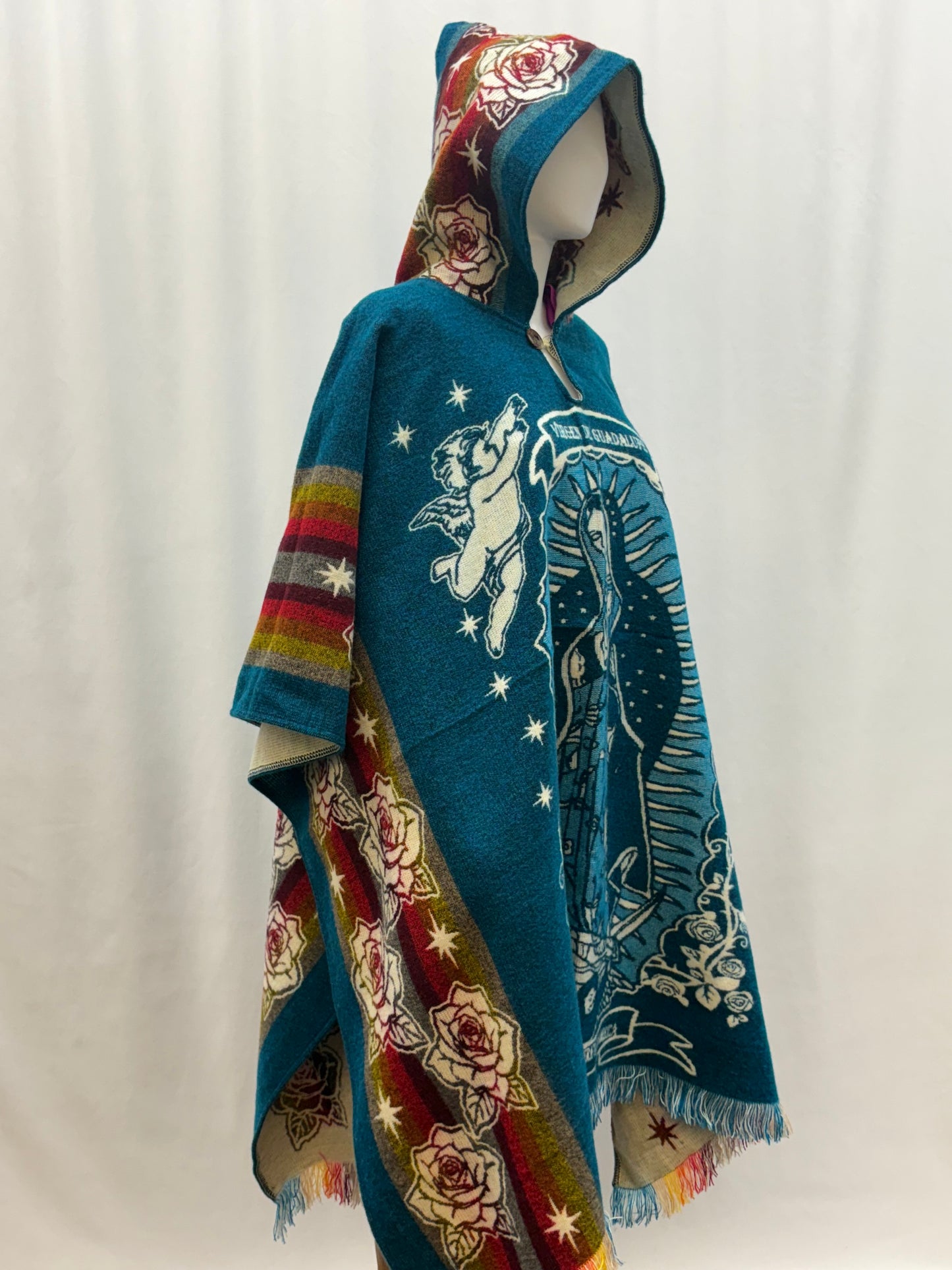 Women's Virgin of Guadalupe Alpaca Wool Hooded Poncho