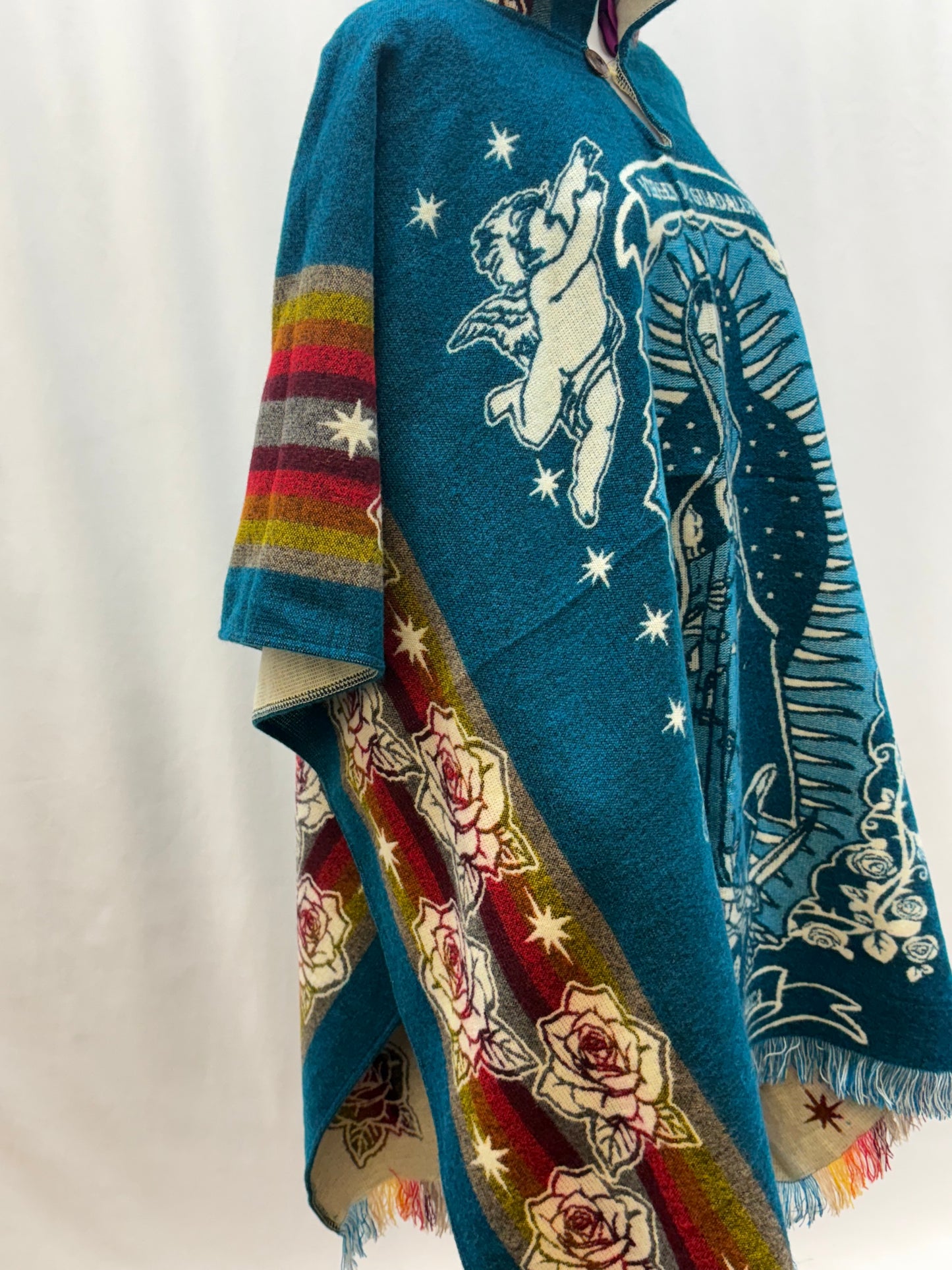 Women's Virgin of Guadalupe Alpaca Wool Hooded Poncho