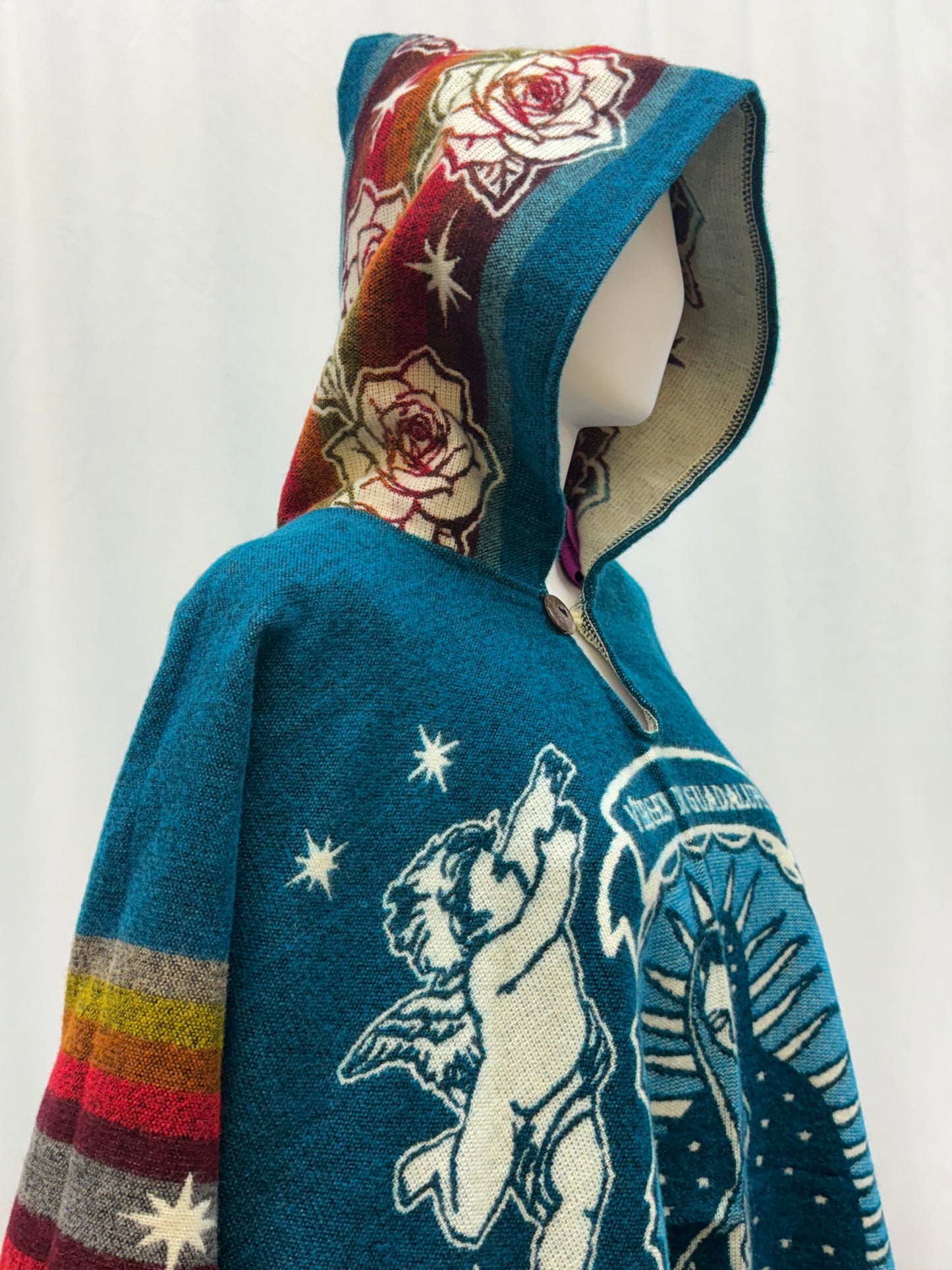 Women's Virgin of Guadalupe Alpaca Wool Hooded Poncho