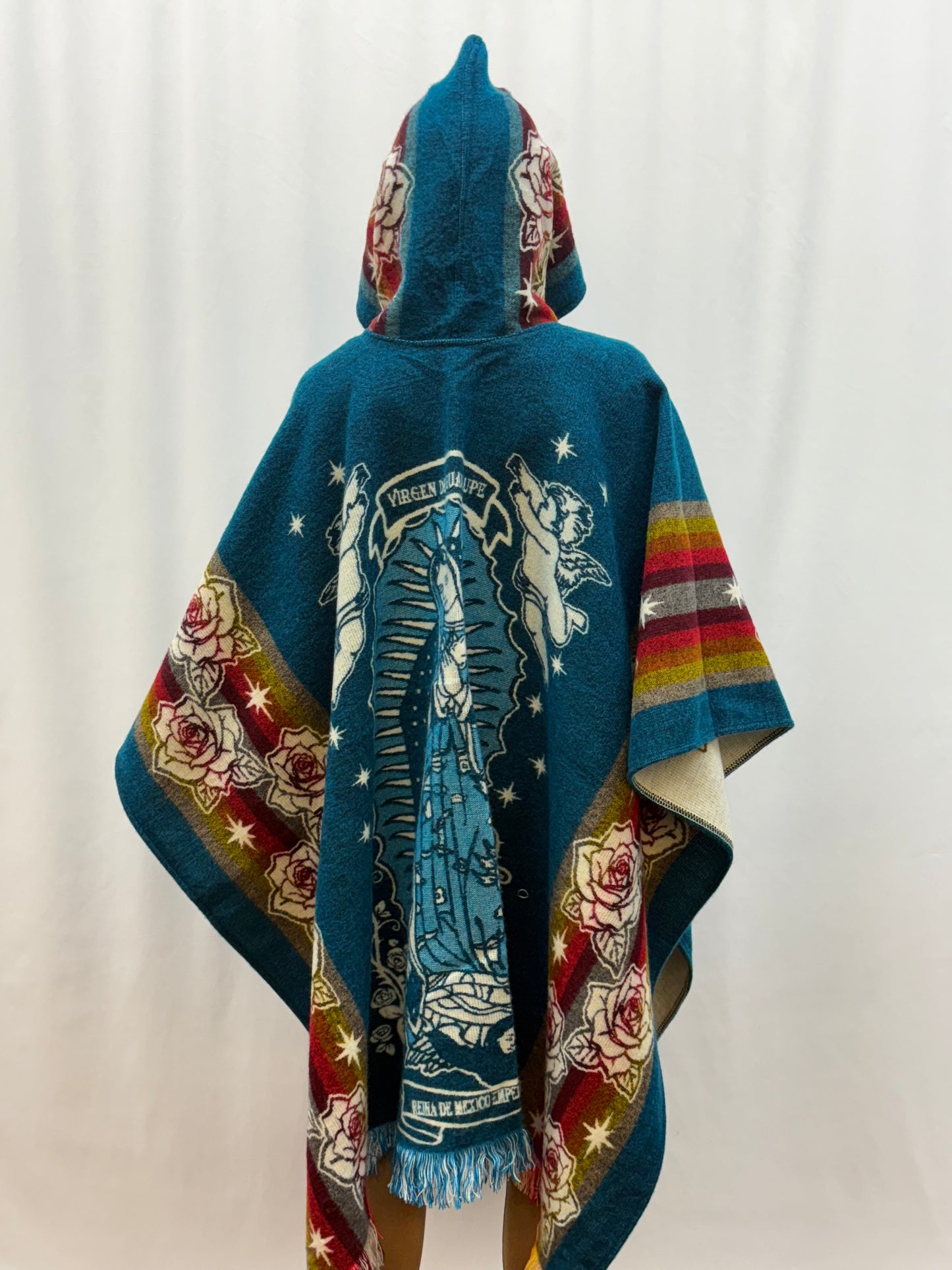 Women's Virgin of Guadalupe Alpaca Wool Hooded Poncho