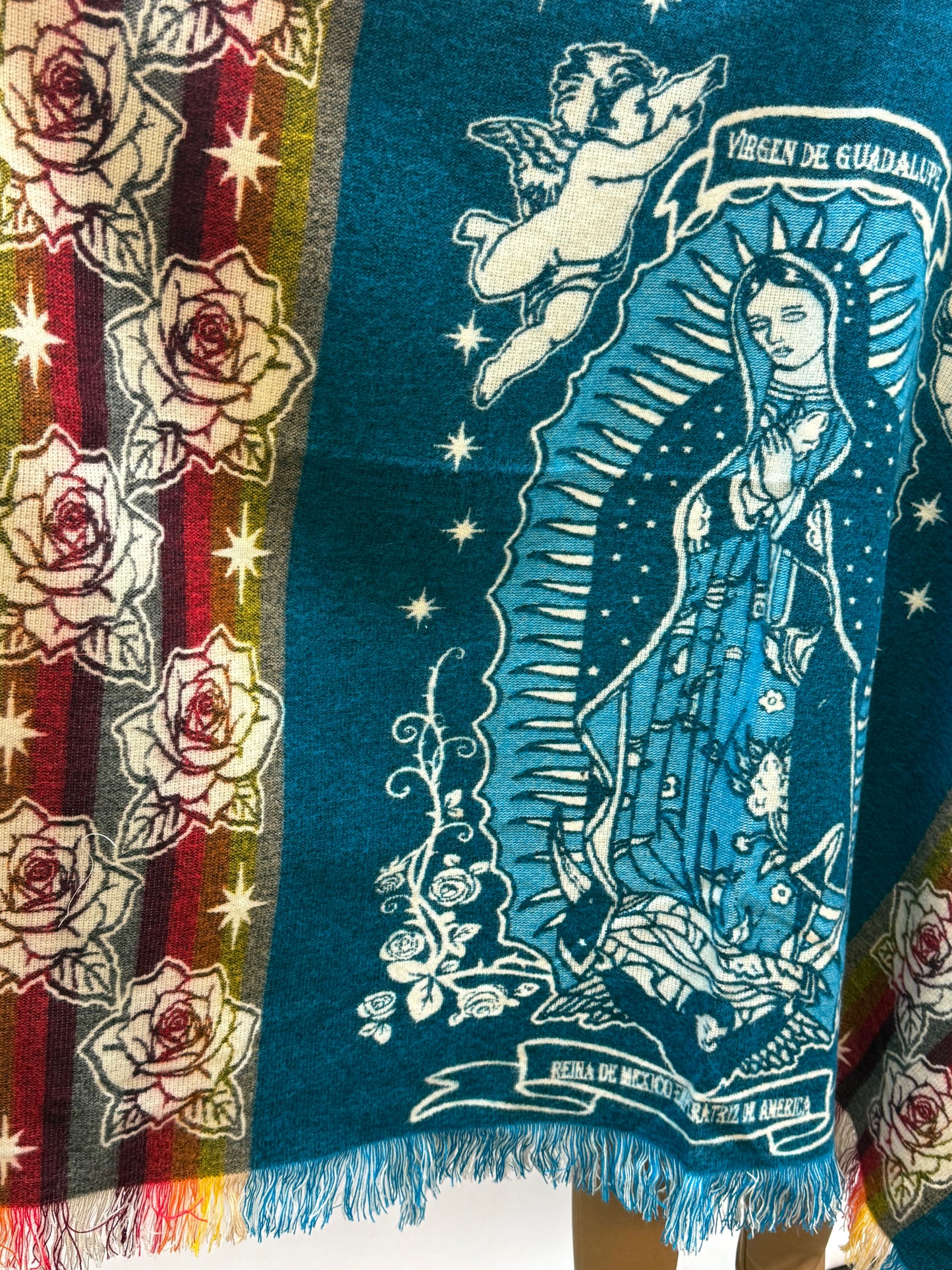 Women's Virgin of Guadalupe Alpaca Wool Hooded Poncho