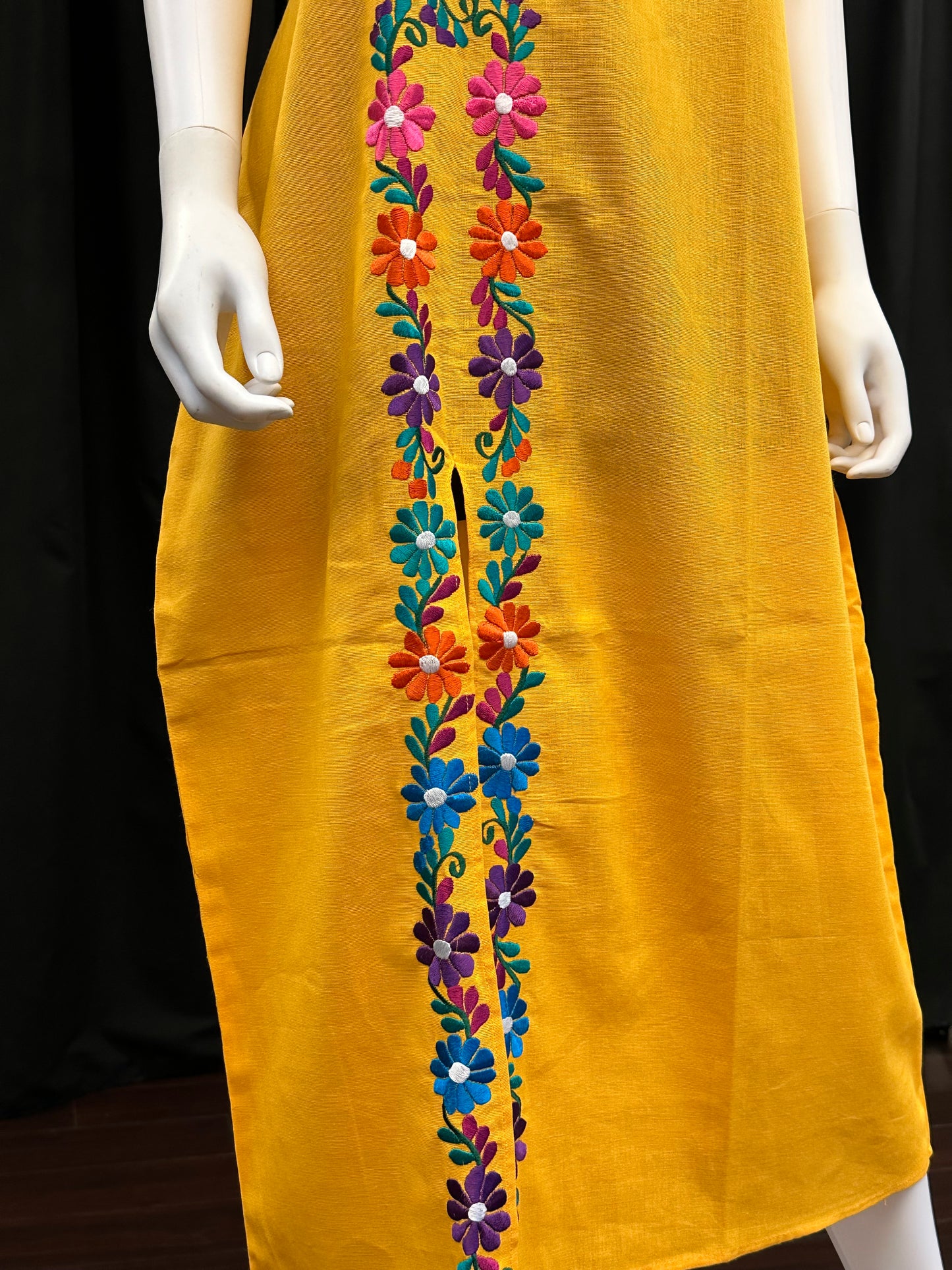 Women's Mexican Embroidered Dress with Slit