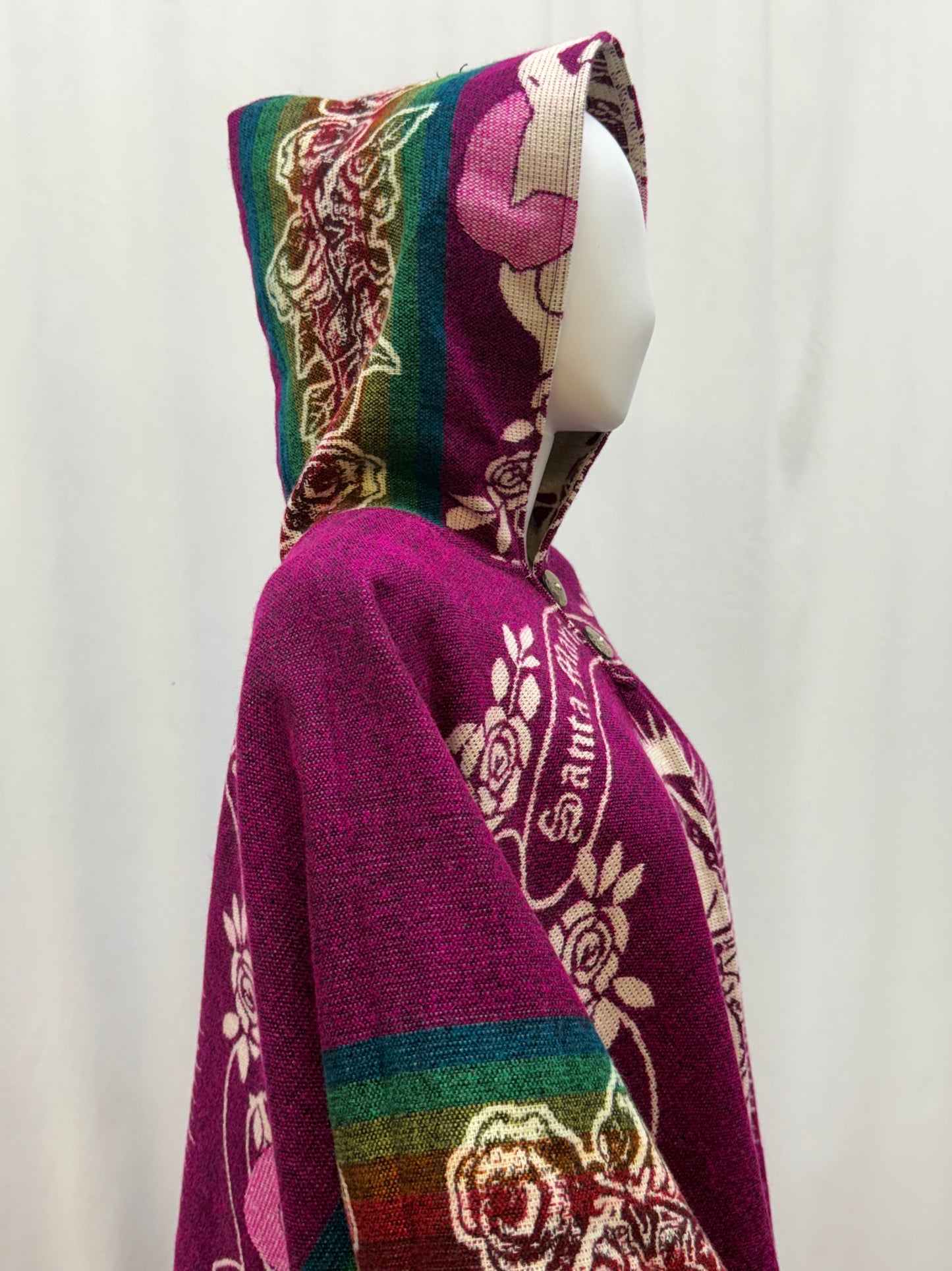 Women's Virgin of Guadalupe Alpaca Wool Hooded Poncho