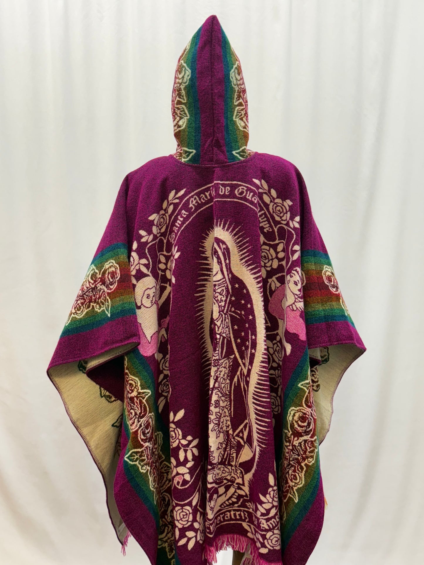Women's Virgin of Guadalupe Alpaca Wool Hooded Poncho
