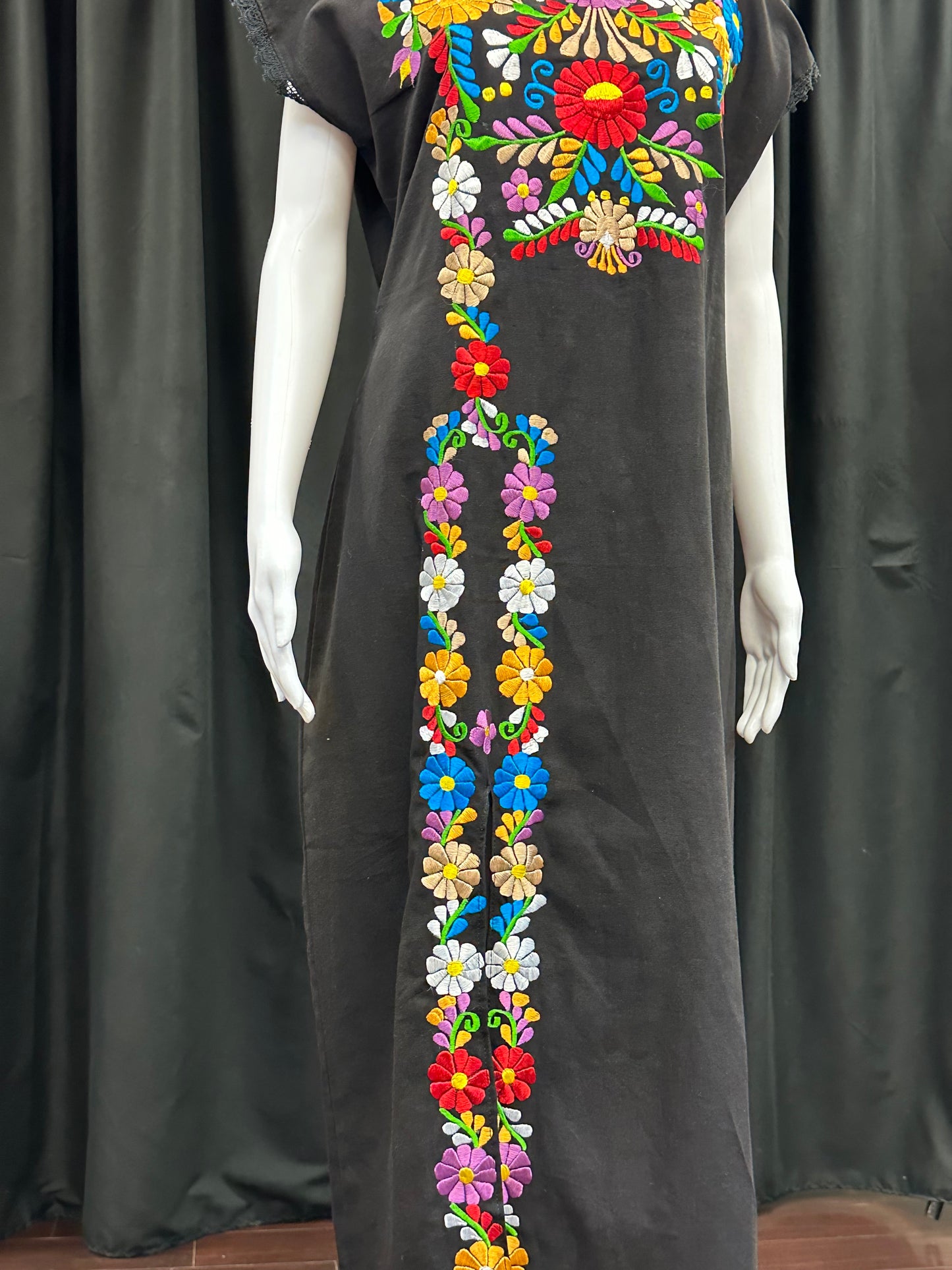 Women's Mexican Embroidred  Floral Dress with Slit