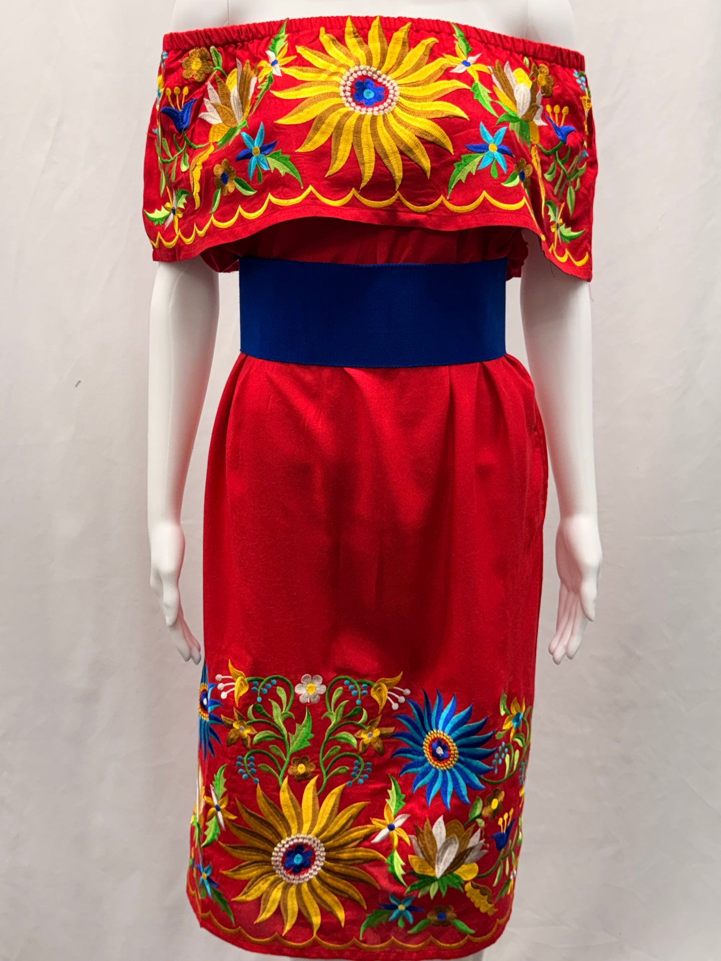 Women's Embroidered Floral Off the Shoulder Dress