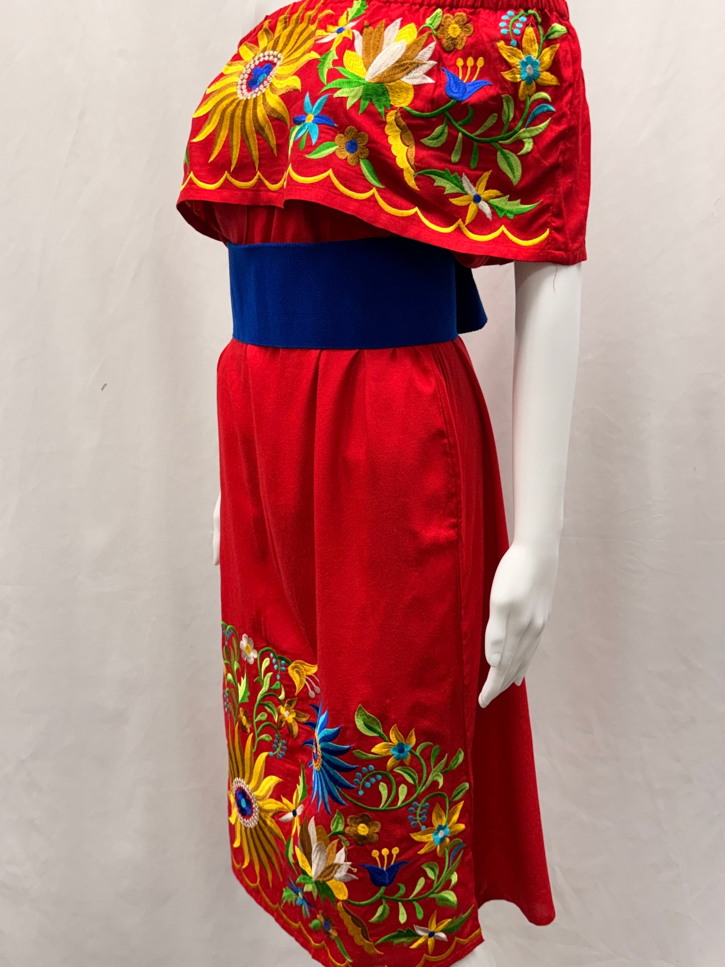 Women's Embroidered Floral Off the Shoulder Dress