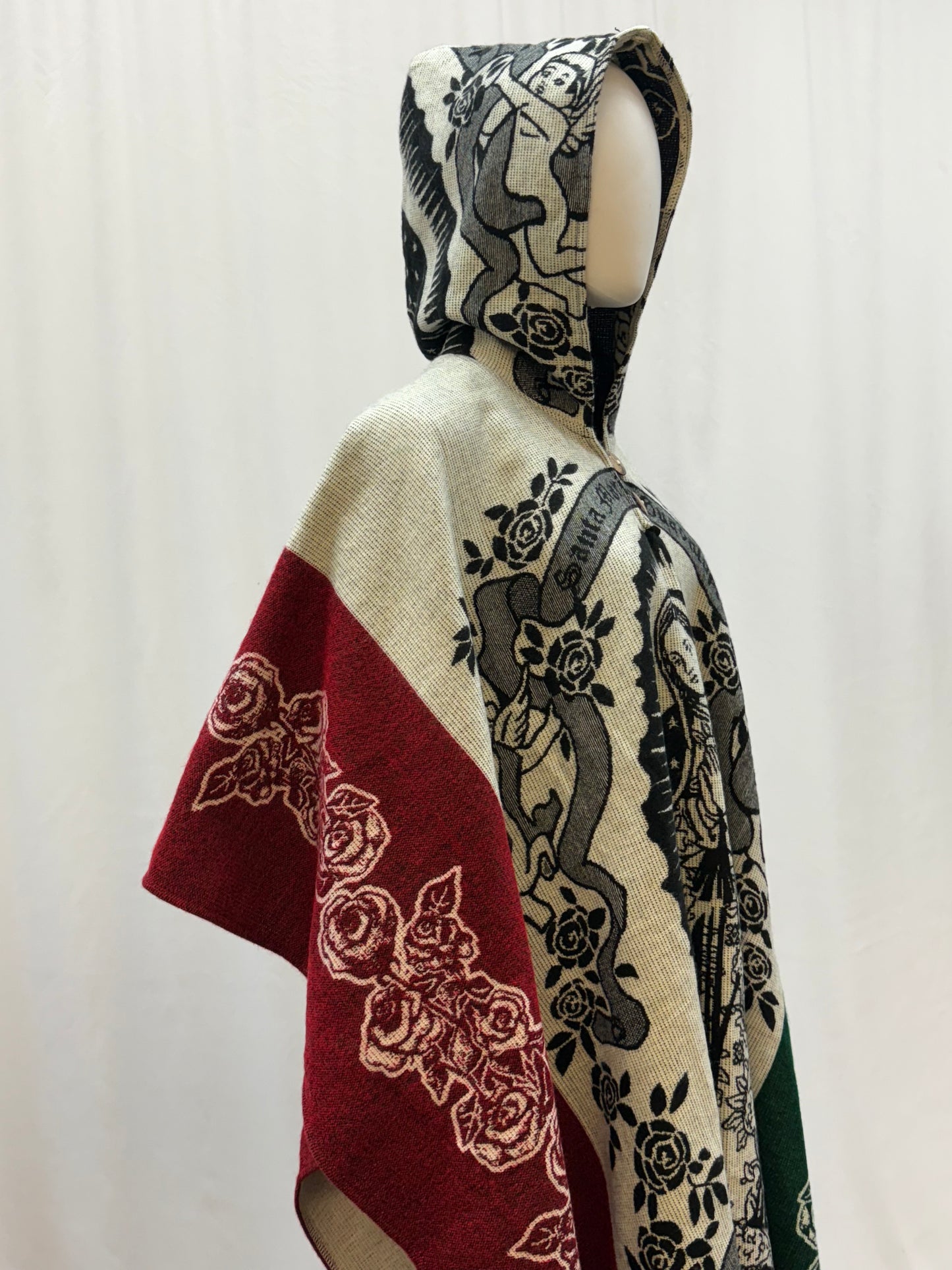 Women's Virgin of Guadalupe Alpaca Wool Hooded Poncho