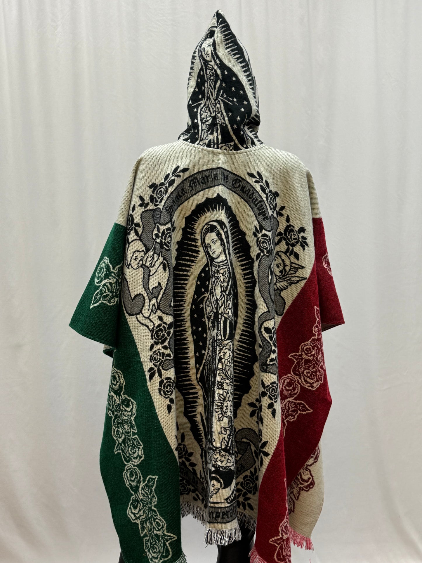 Women's Virgin of Guadalupe Alpaca Wool Hooded Poncho