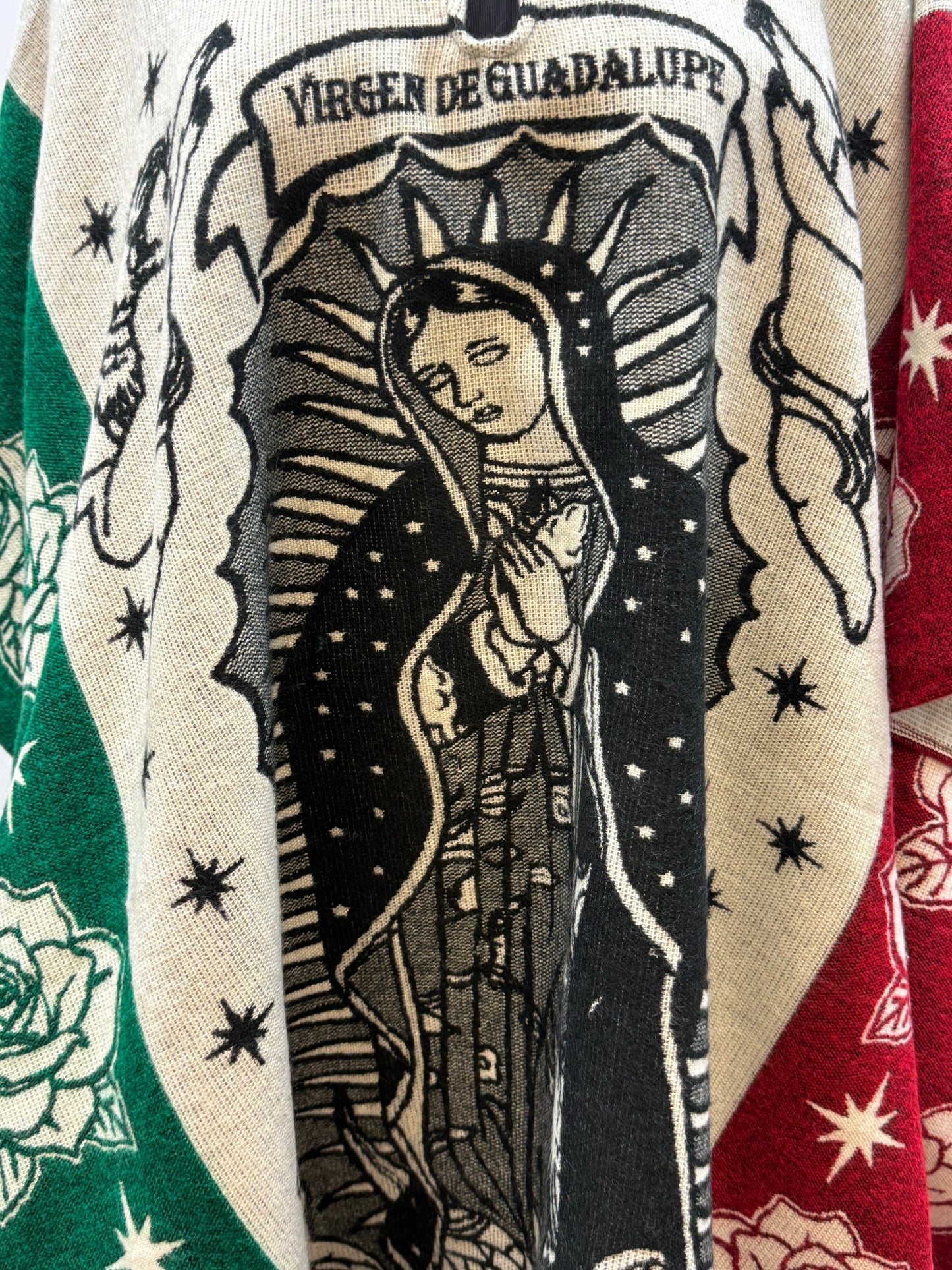 Women's Virgin of Guadalupe Alpaca Wool Hooded Poncho