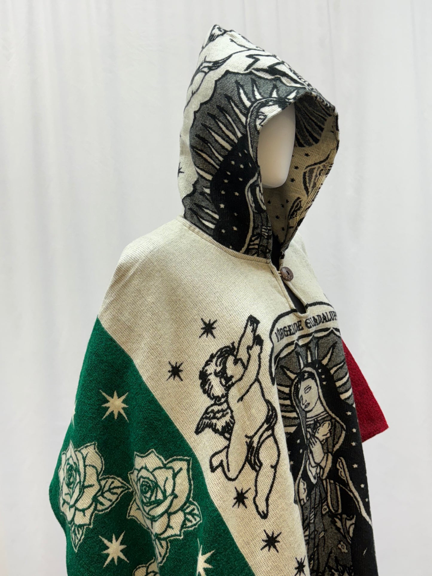 Women's Virgin of Guadalupe Alpaca Wool Hooded Poncho