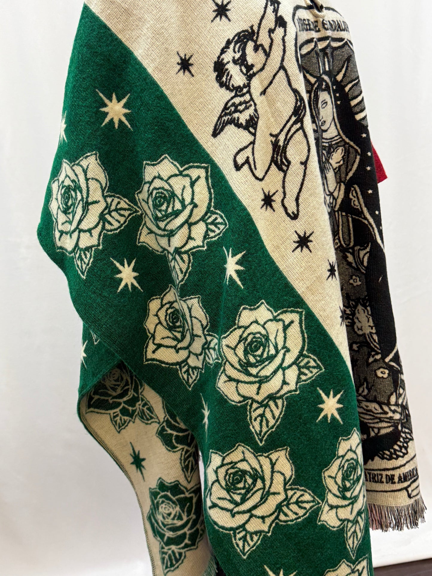 Women's Virgin of Guadalupe Alpaca Wool Hooded Poncho