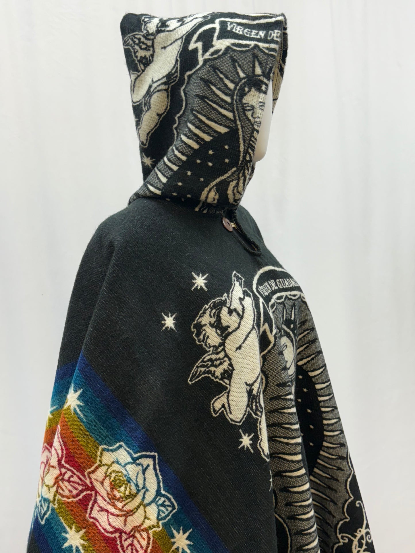 Women's Virgin of Guadalupe Alpaca Wool Hooded Poncho