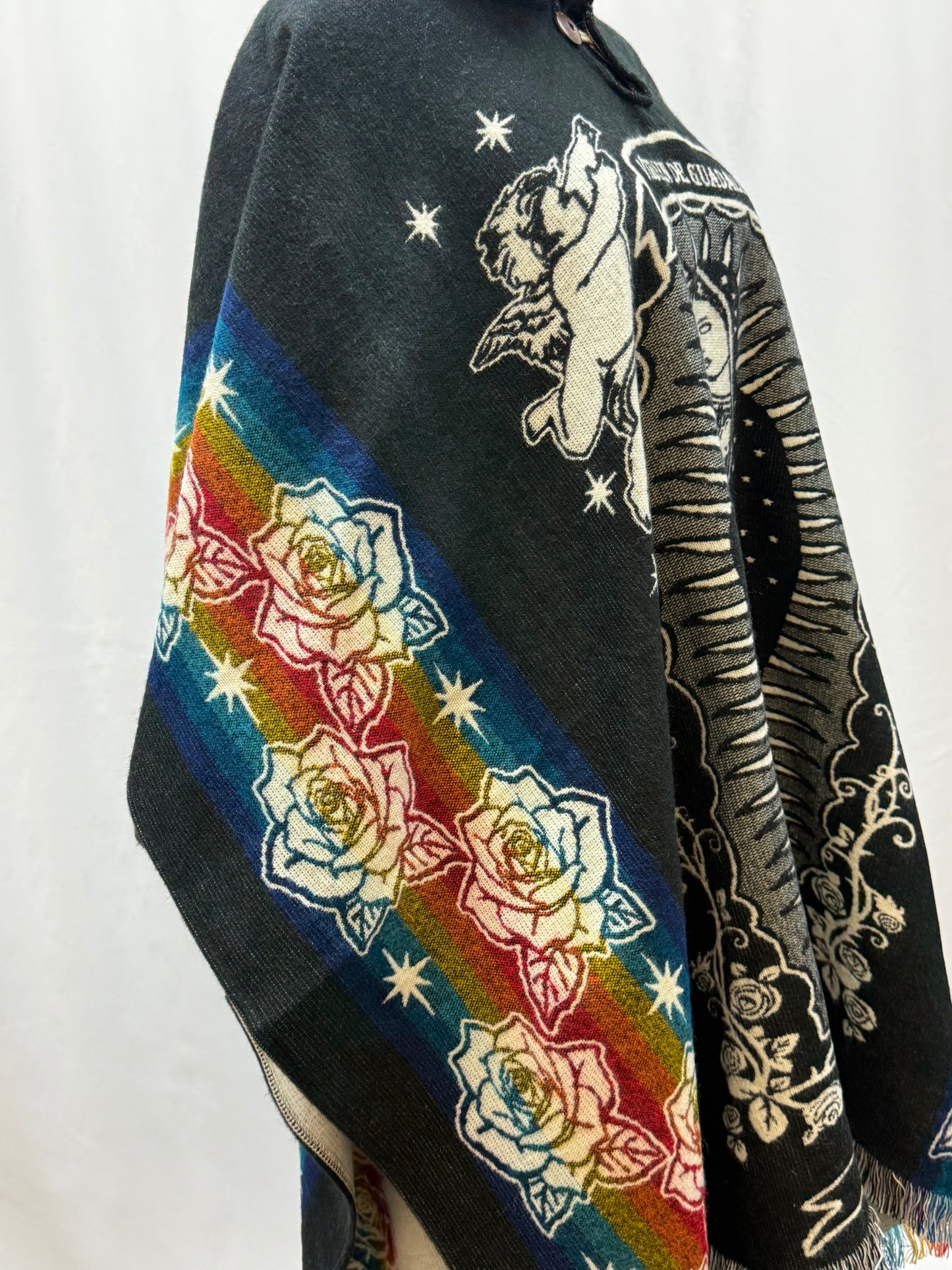 Women's Virgin of Guadalupe Alpaca Wool Hooded Poncho