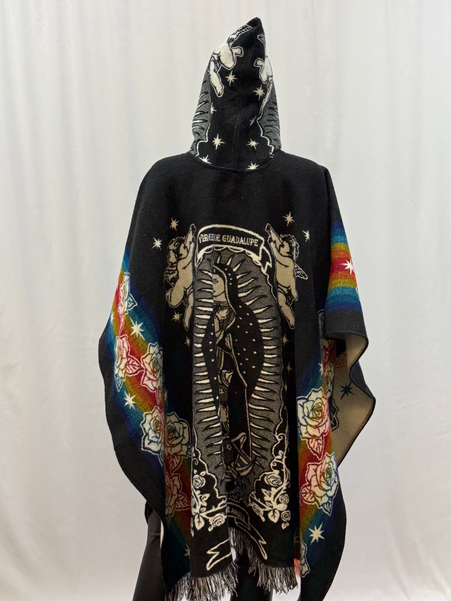 Women's Virgin of Guadalupe Alpaca Wool Hooded Poncho