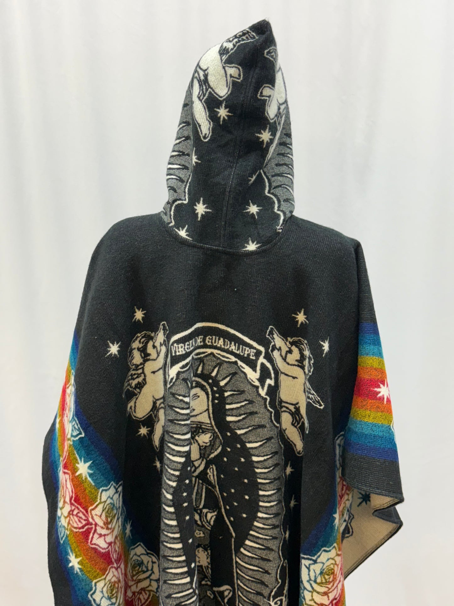 Women's Virgin of Guadalupe Alpaca Wool Hooded Poncho