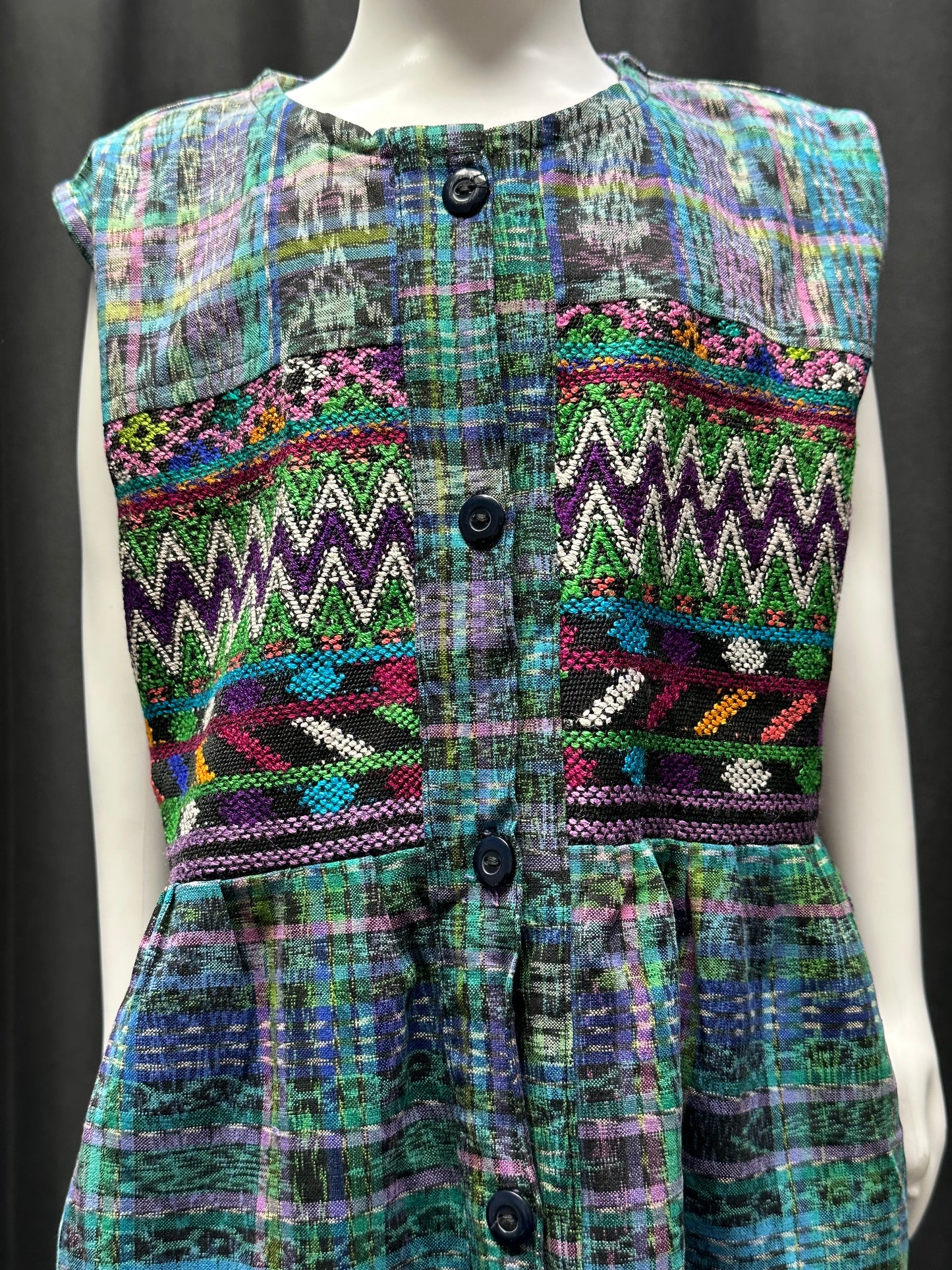 Girl's Guatemalan Embroiderd Patchwork Dress