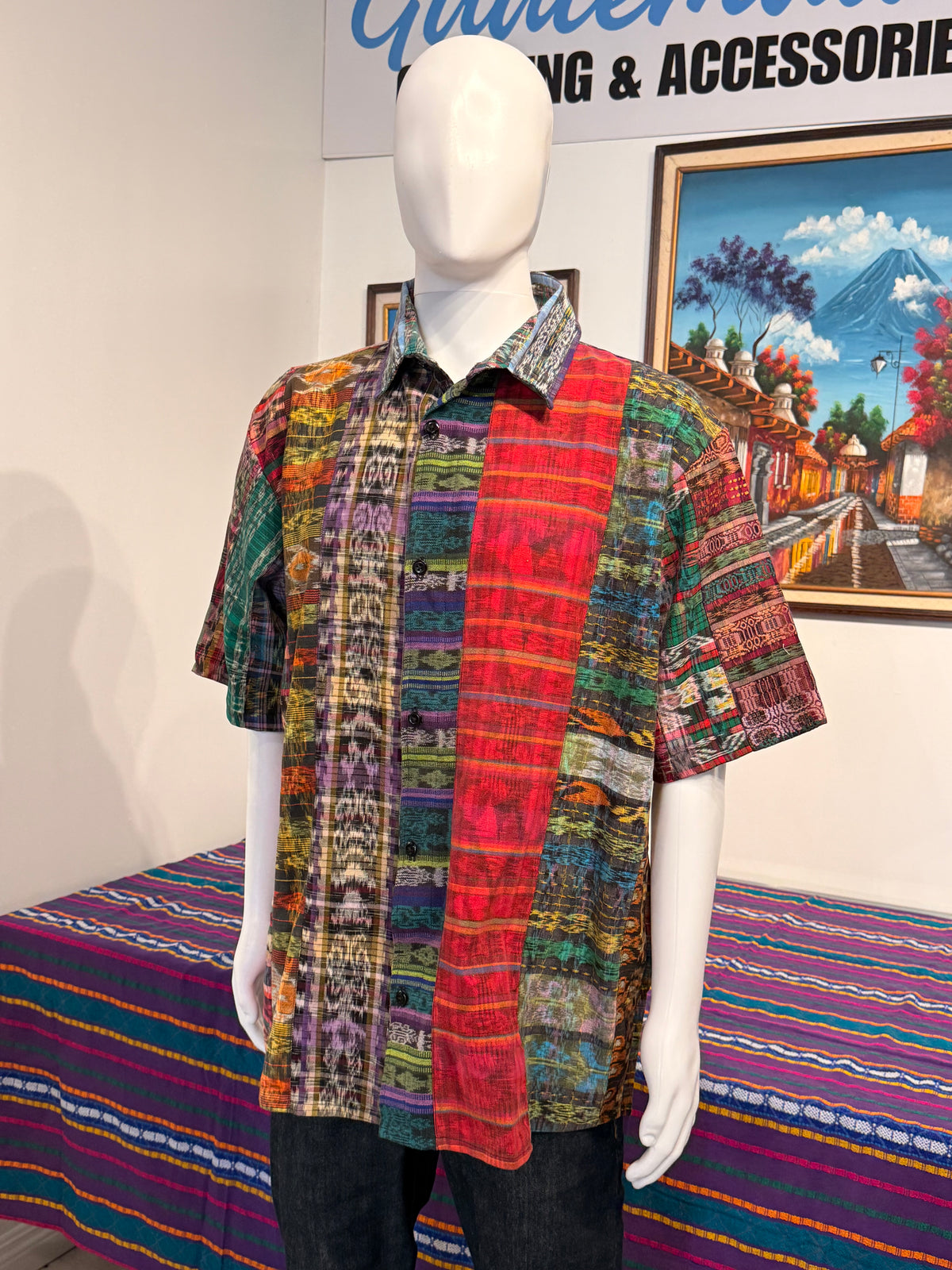 Men's Guatemalan Hand Woven Patchwork Shirt