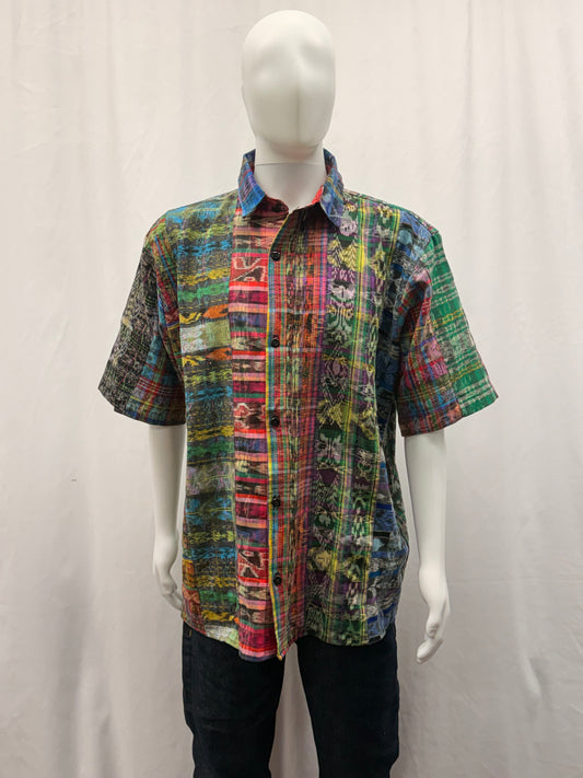 Men's Guatemalan Handwoven Patchwork Collar Shirt