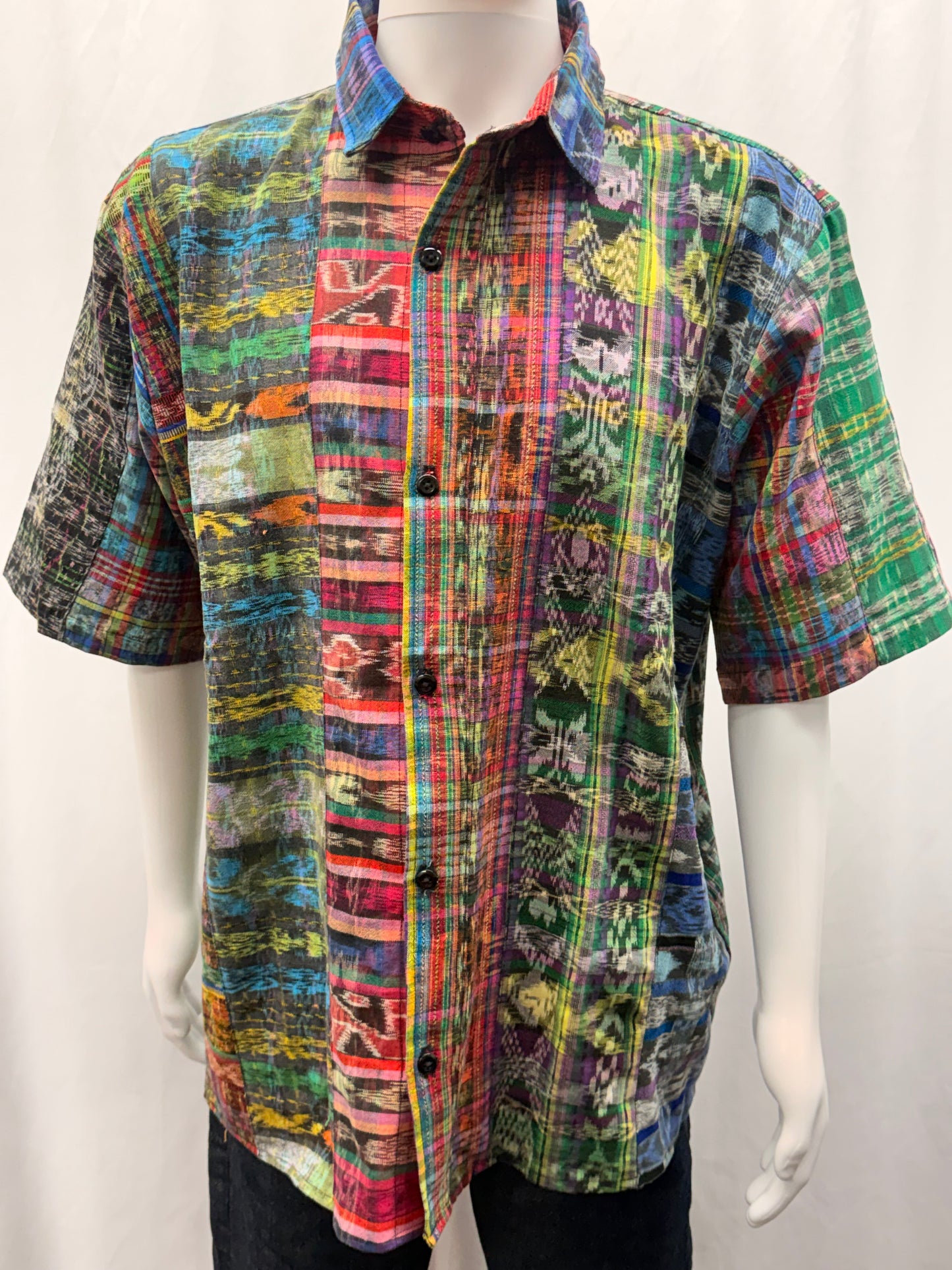 Men's Guatemalan Handwoven Patchwork Collar Shirt