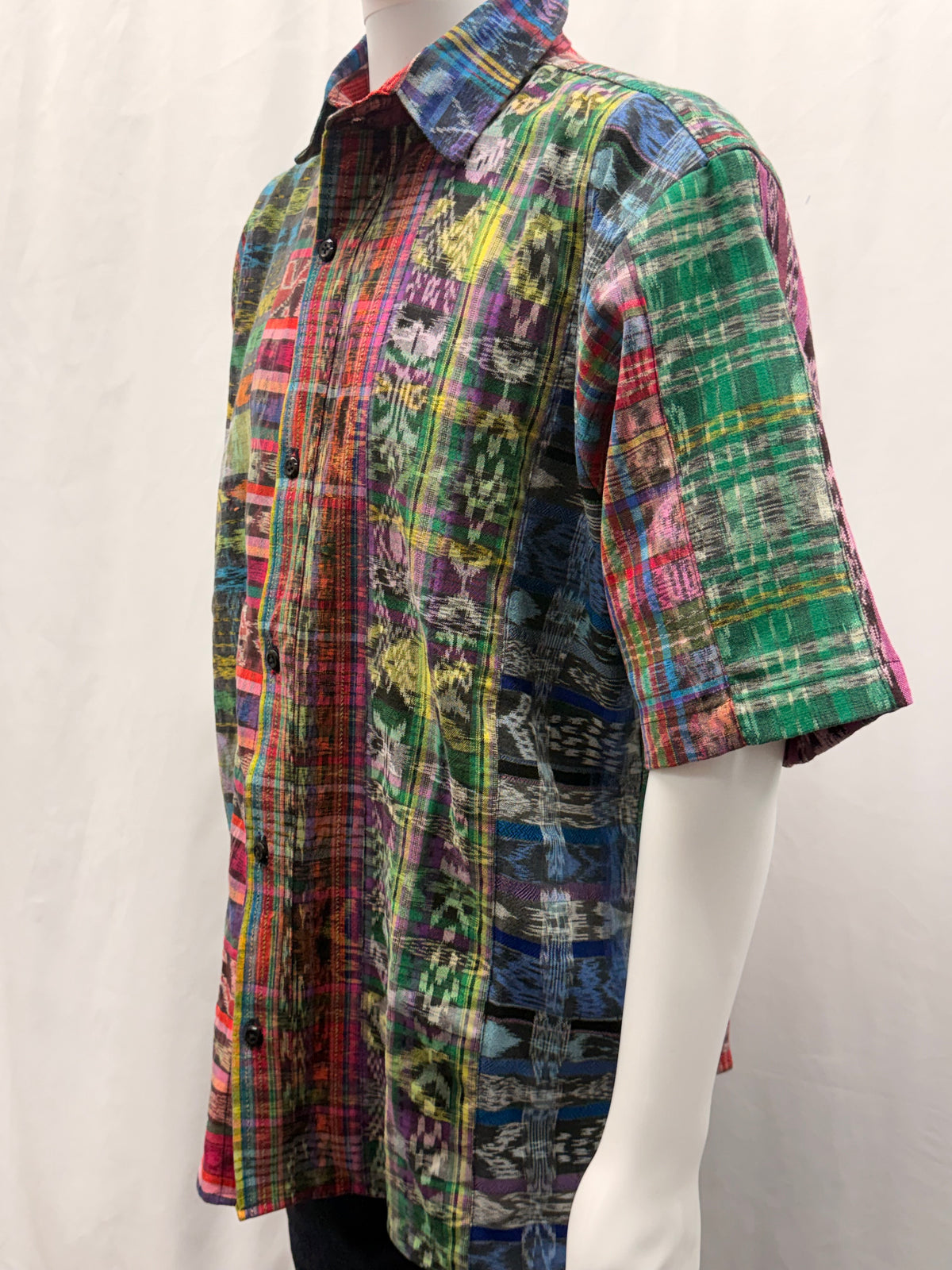 Men's Guatemalan Handwoven Patchwork Collar Shirt