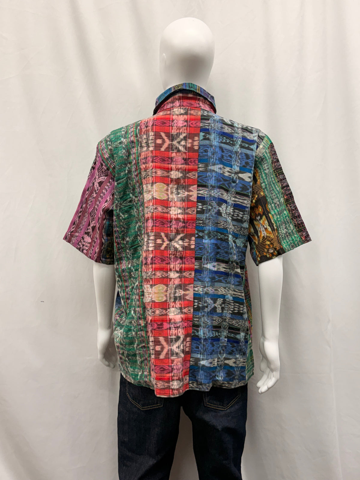 Men's Guatemalan Handwoven Patchwork Collar Shirt