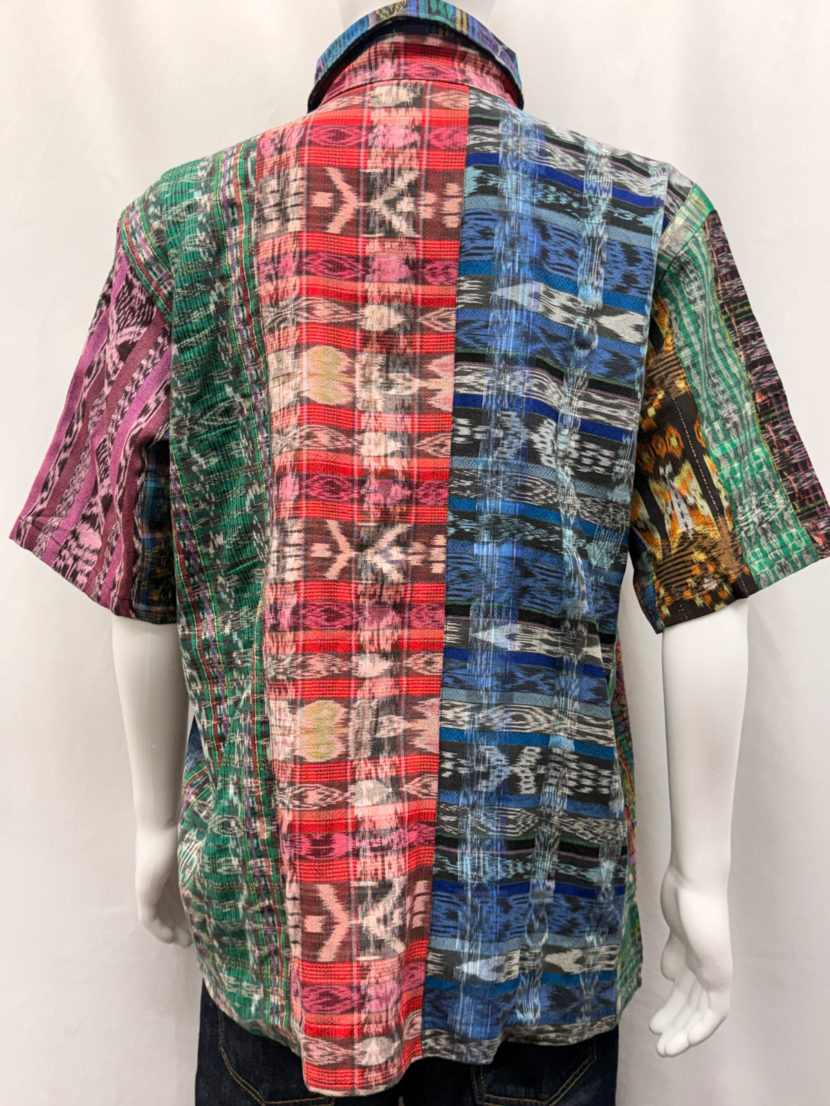 Men's Guatemalan Handwoven Patchwork Collar Shirt
