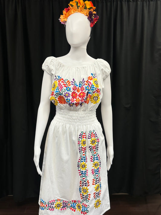 New Style Guatemalan Embroidered Floral Dress with Elastic Waist