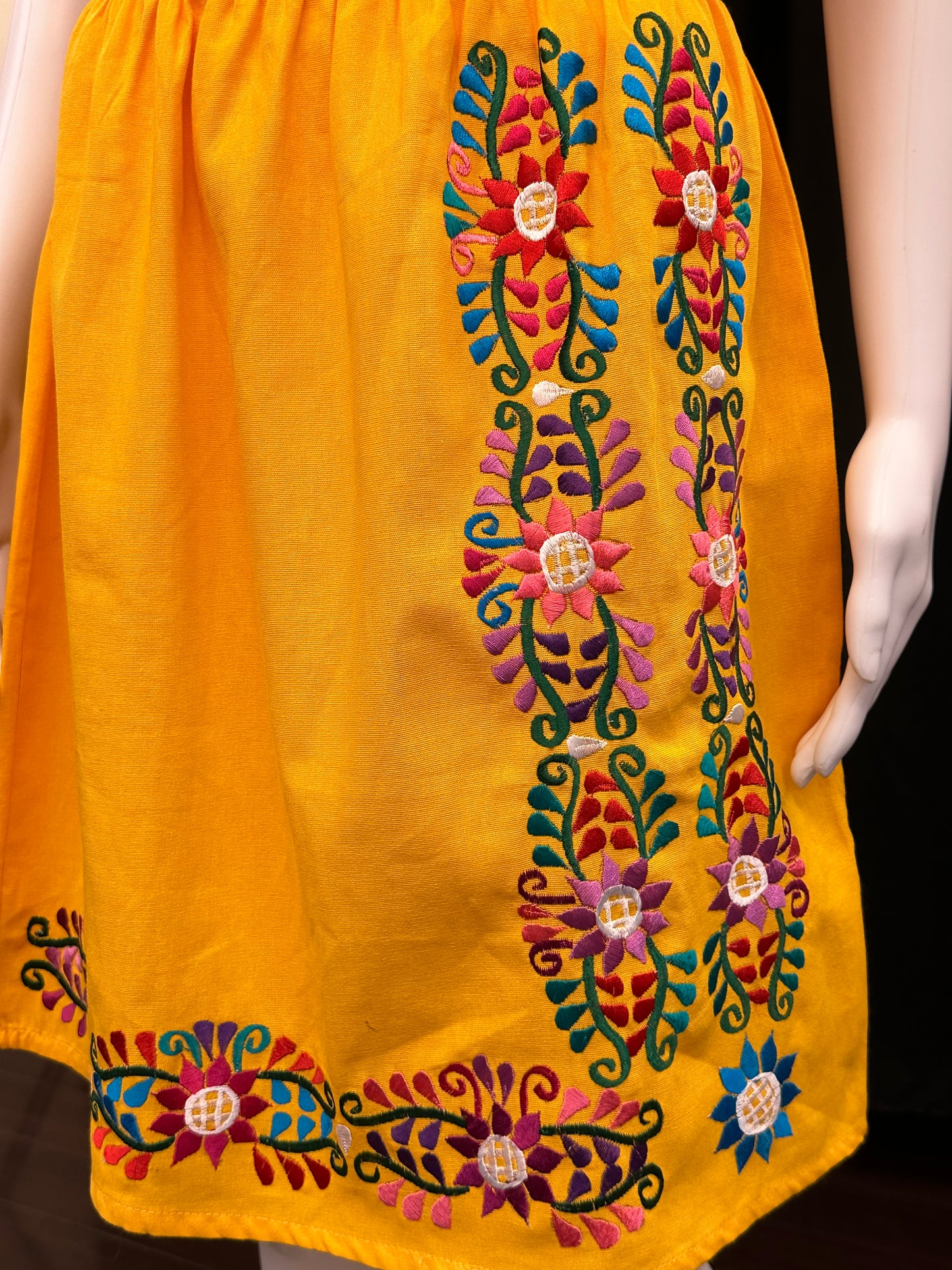 New Style Guatemalan Embroidered Floral Dress with Elastic Waist