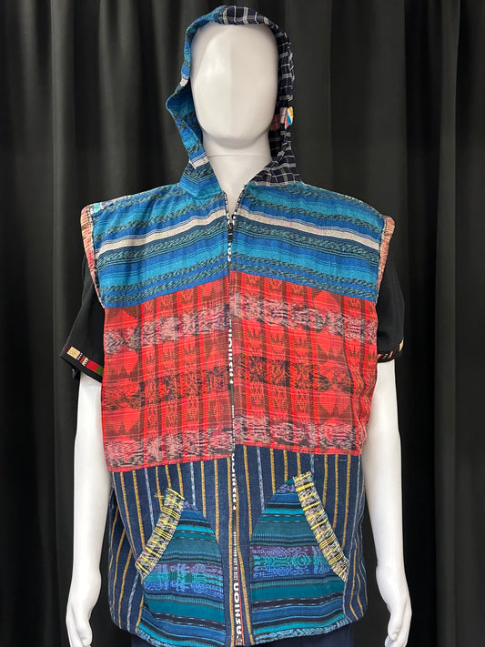 Men's Guatemalan Huipil Hooded Vest