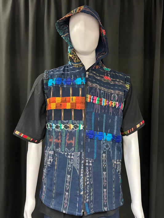 Men's Guatemalan Huipil Hooded Vest