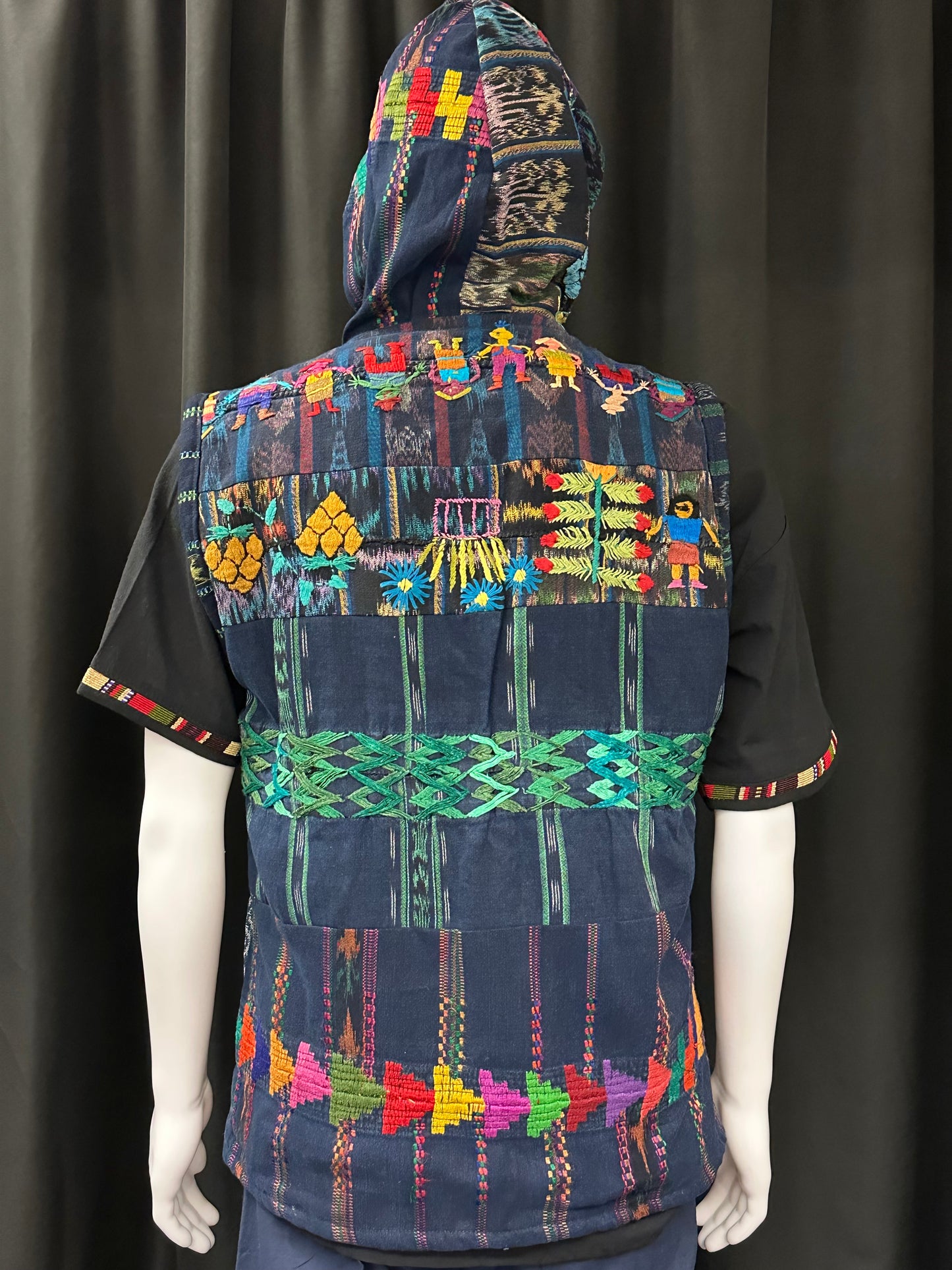 Men's Guatemalan Huipil Hooded Vest