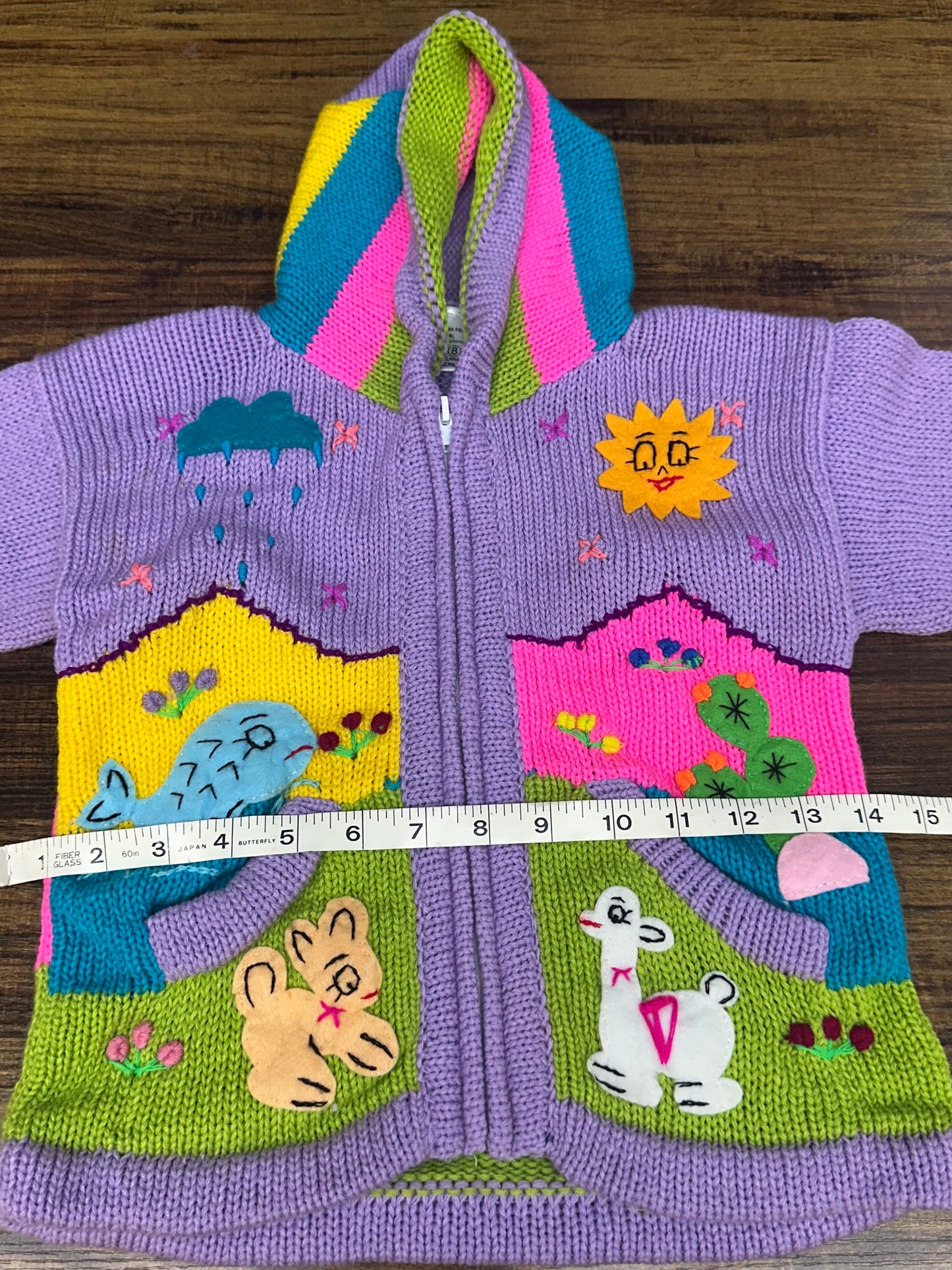 Girl's Wool Hooded Embroidered Cardigan