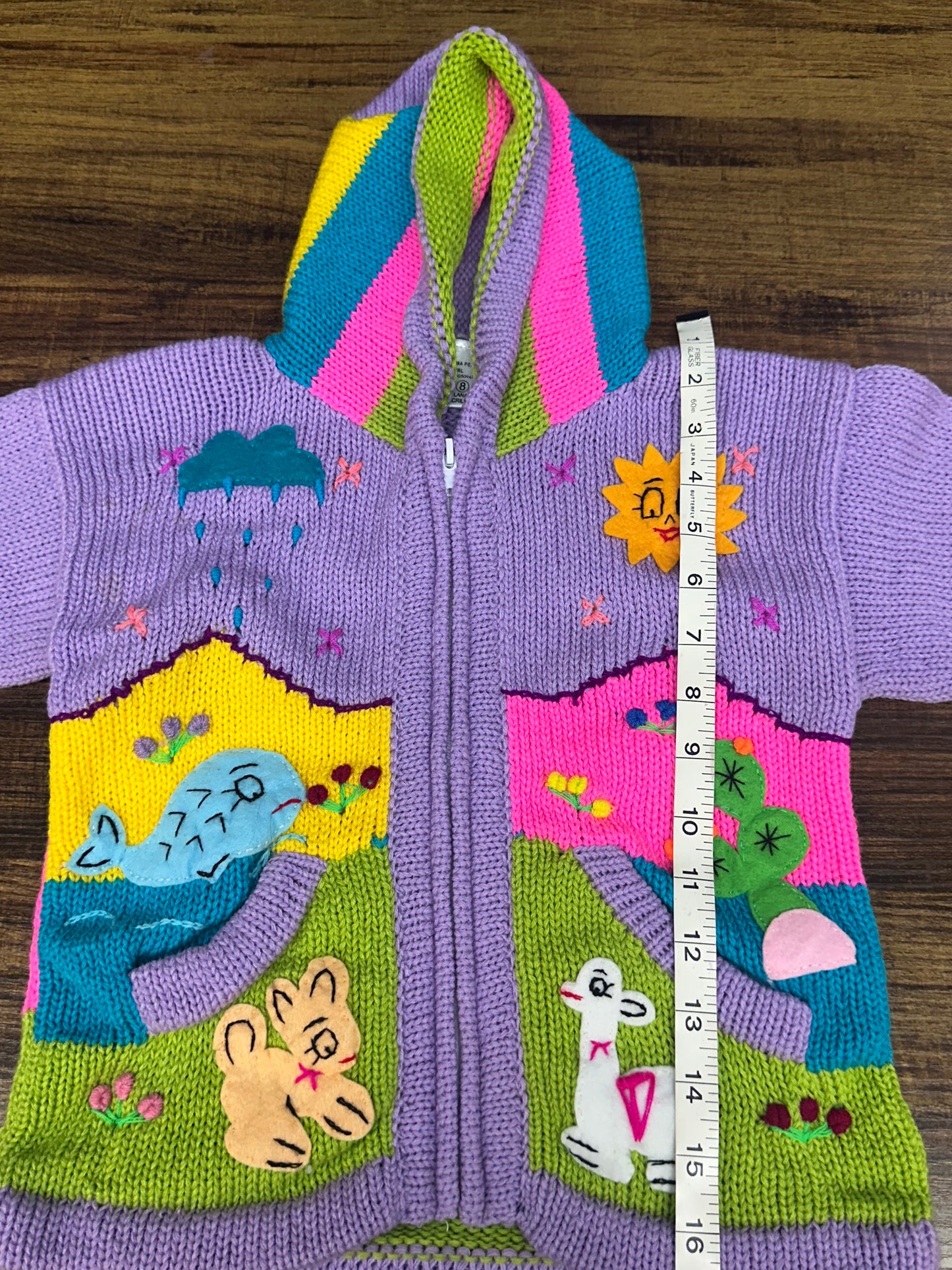 Girl's Wool Hooded Embroidered Cardigan