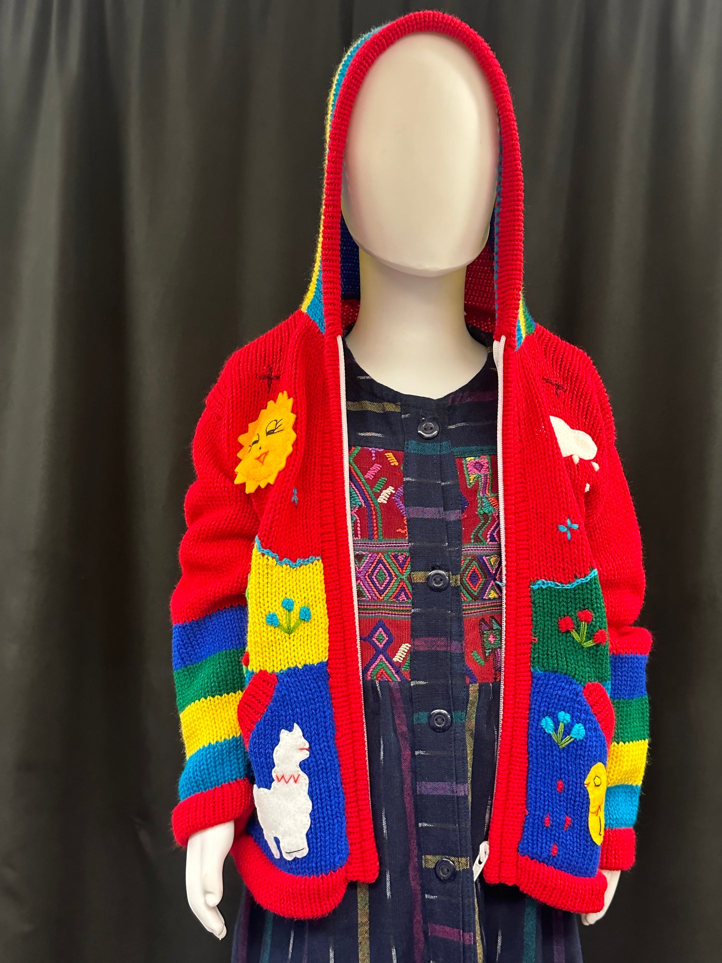 Girl's Wool Hooded Embroidered Cardigan