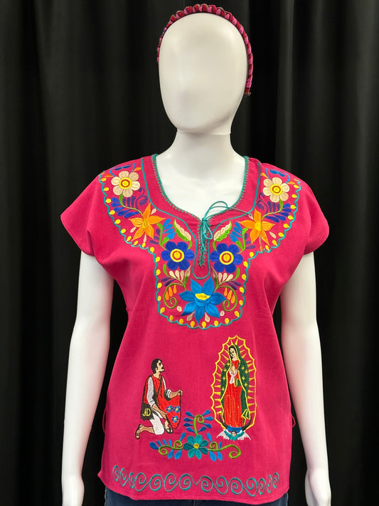 Girl's Mexican Embroidered Virgen de Guadalupe Top