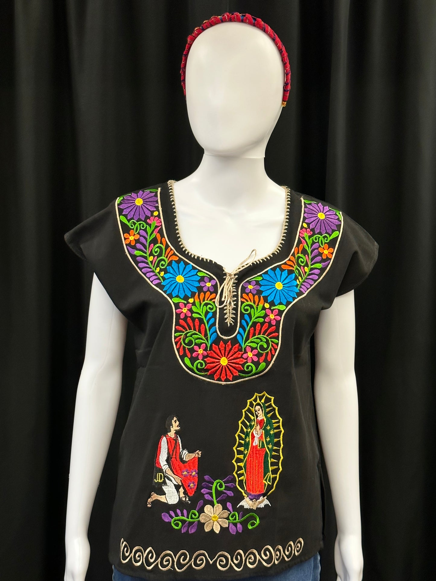 Girl's Mexican Embroidered Virgen de Guadalupe Top