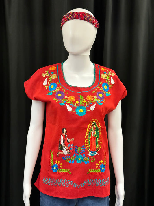 Girl's Mexican Embroidered Virgen de Guadalupe Top