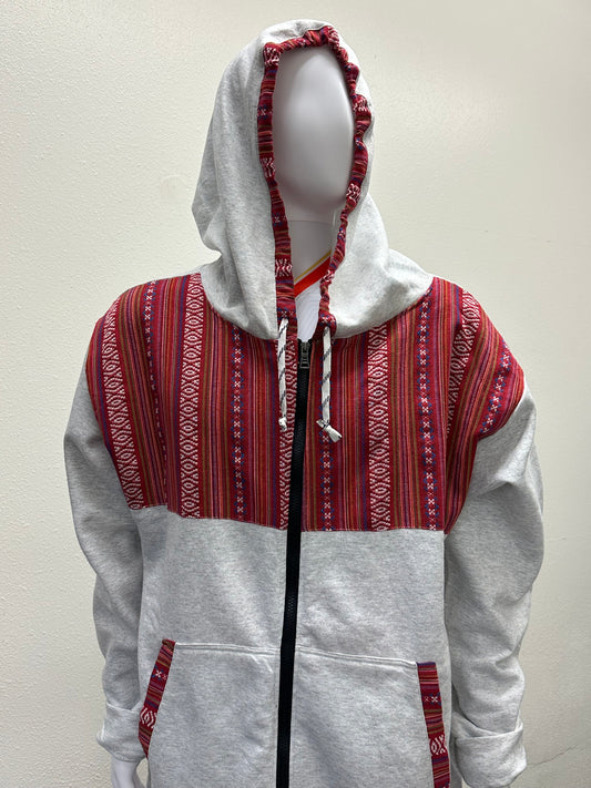 Men's Guatemalan Traditional Hooded Jacket with Zipper