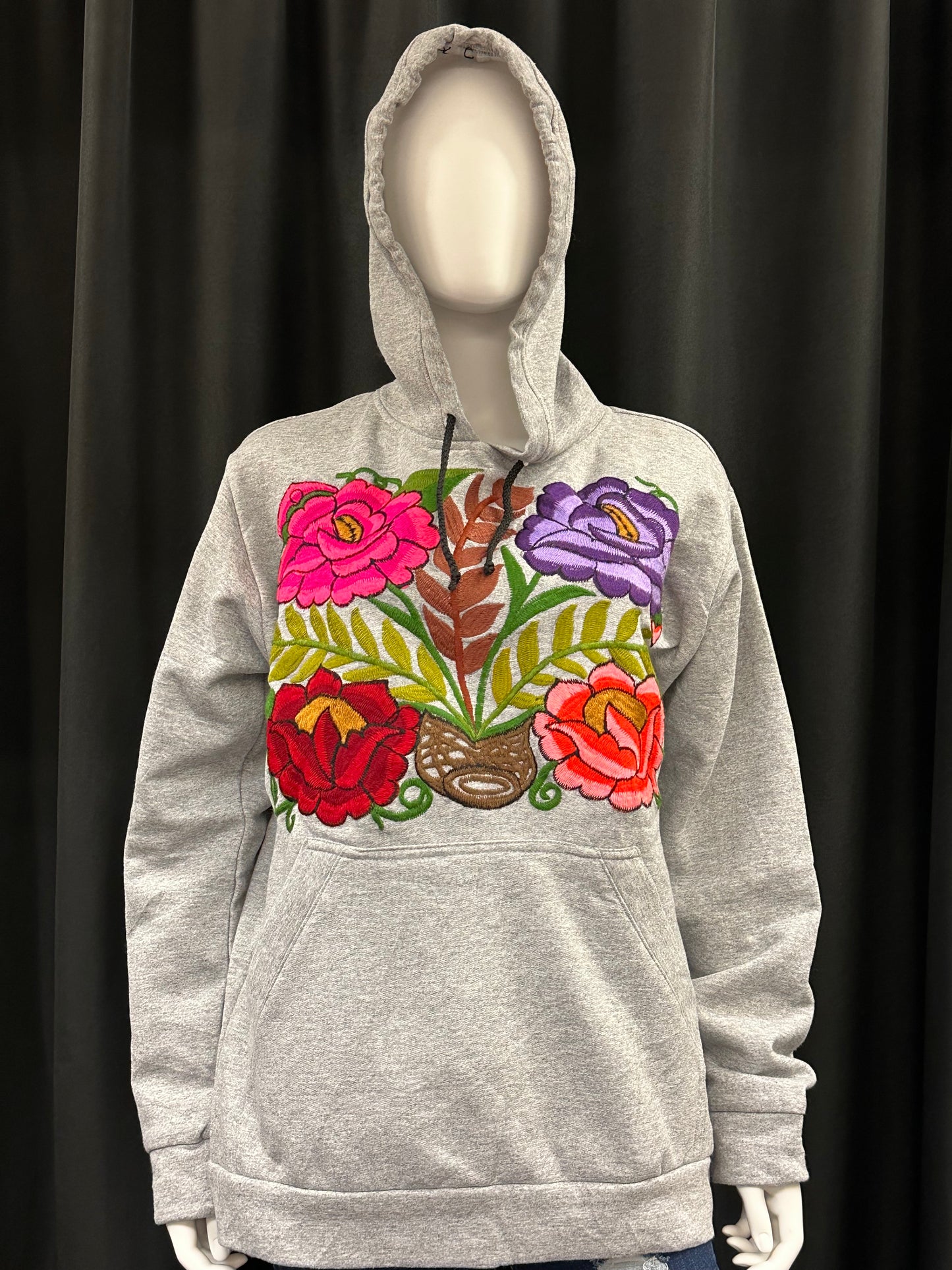 Women's Embroidered Mexican Floral Hooded Sweatshirt