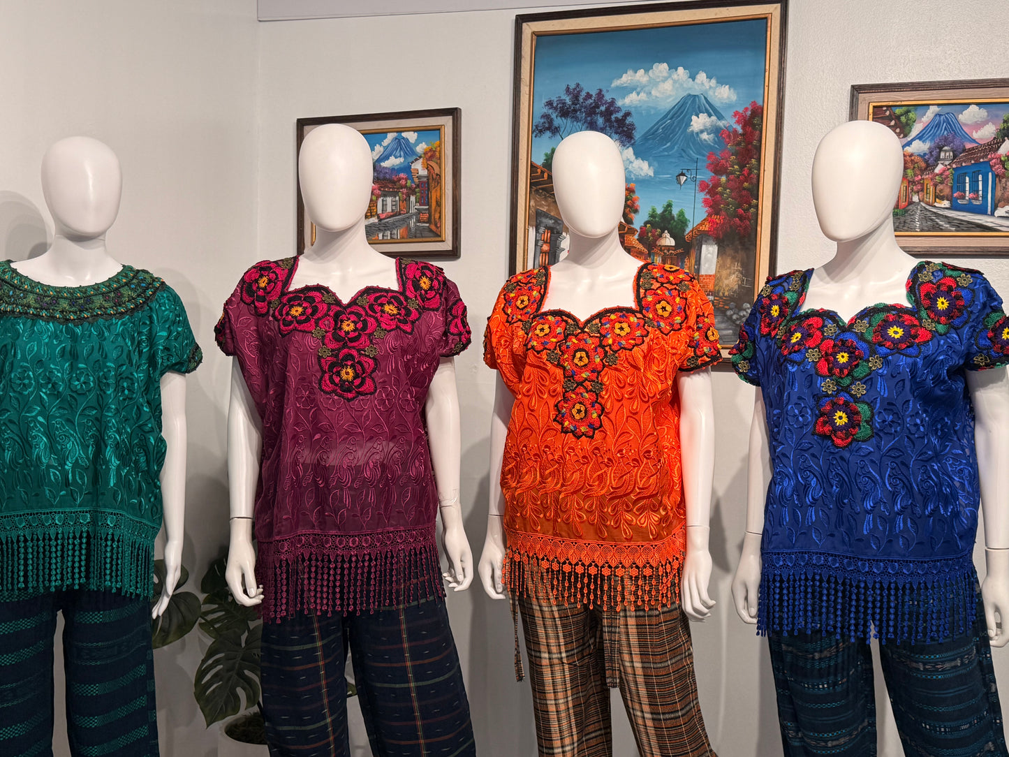 Women's Guatemalan Embroidered Silk Blouse