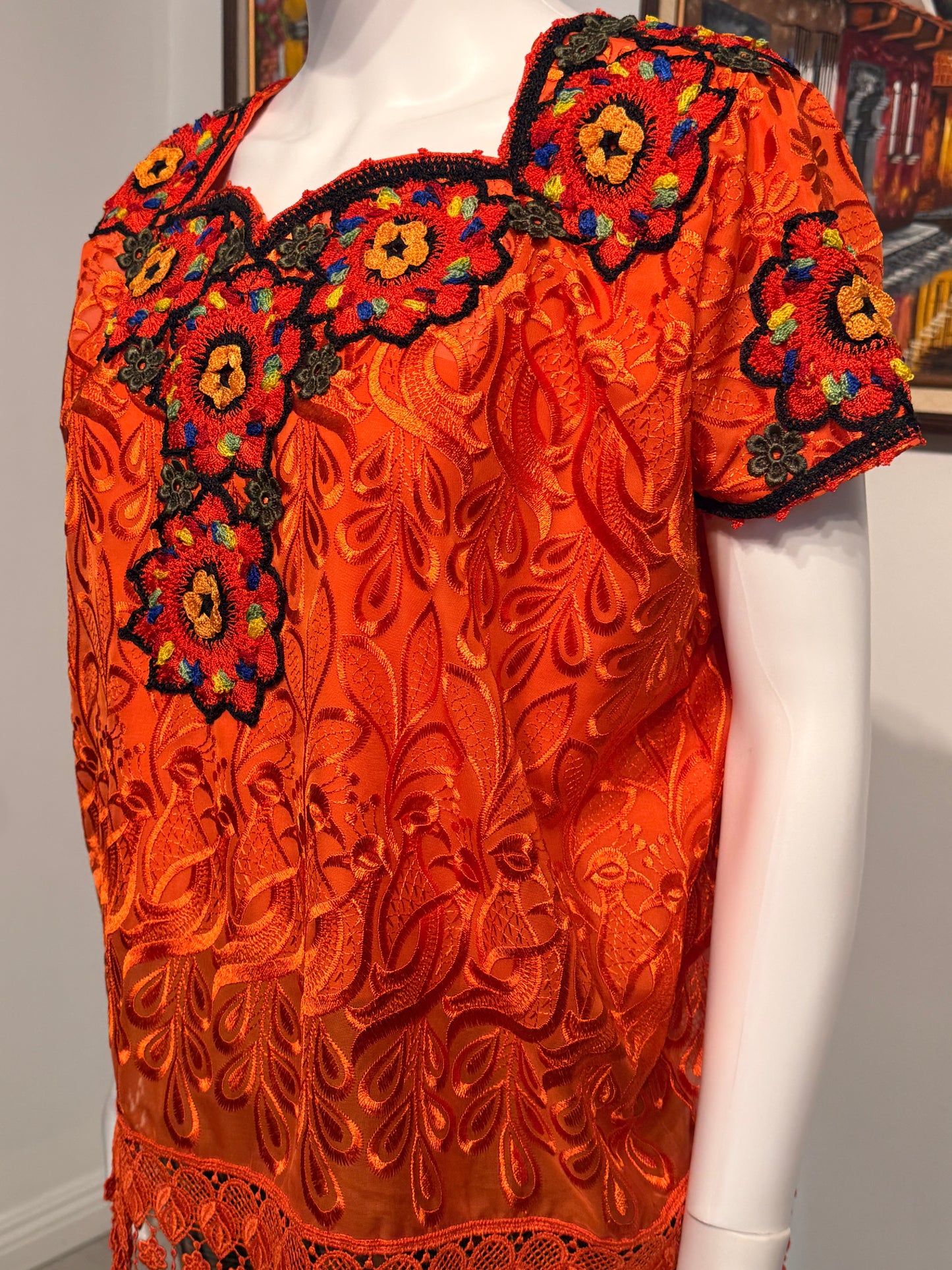 Women's Guatemalan Embroidered Silk Blouse