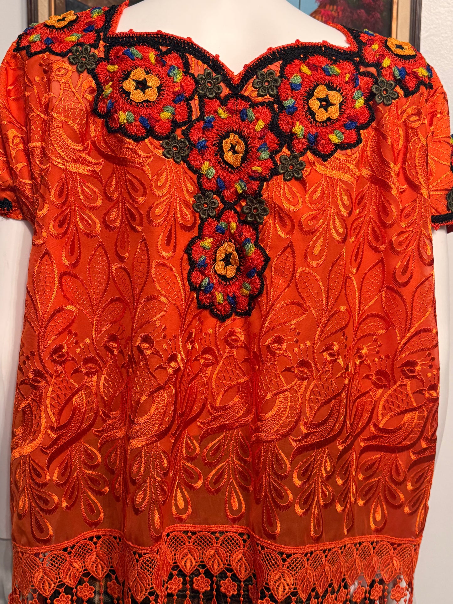 Women's Guatemalan Embroidered Silk Blouse