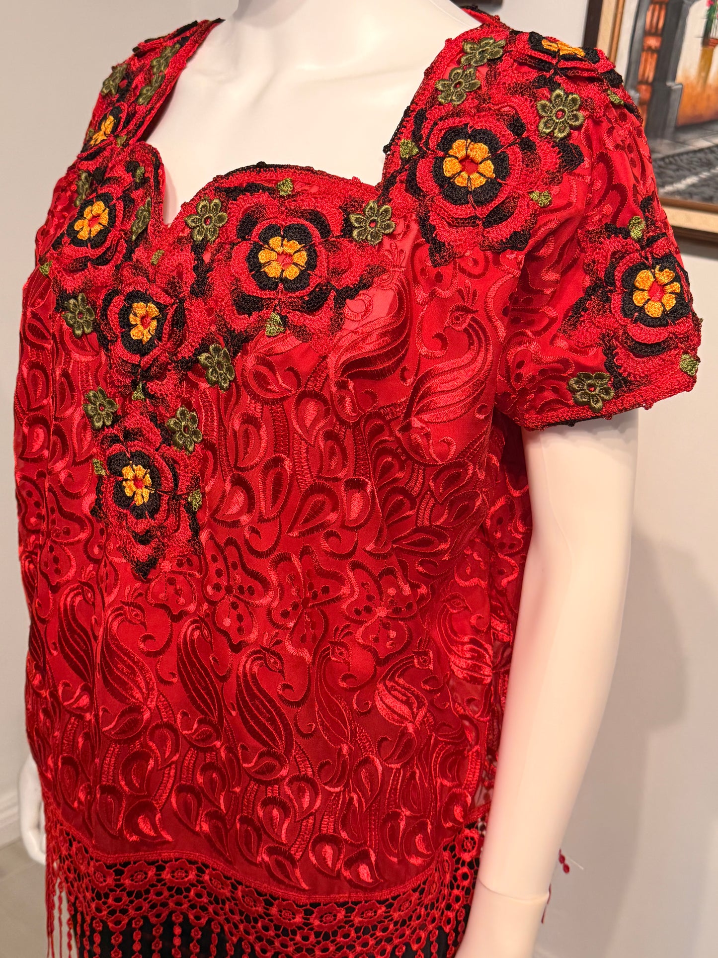 Women's Embroidered Silk Blouse