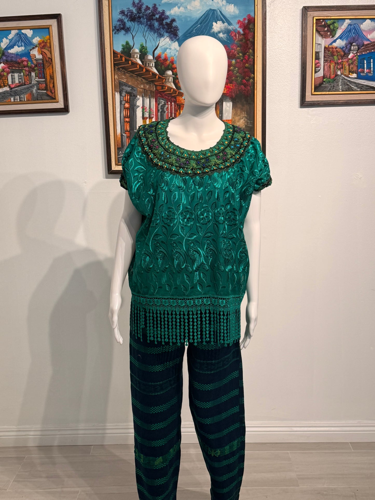 Women's Guatemalan Embroidered Silk Blouse