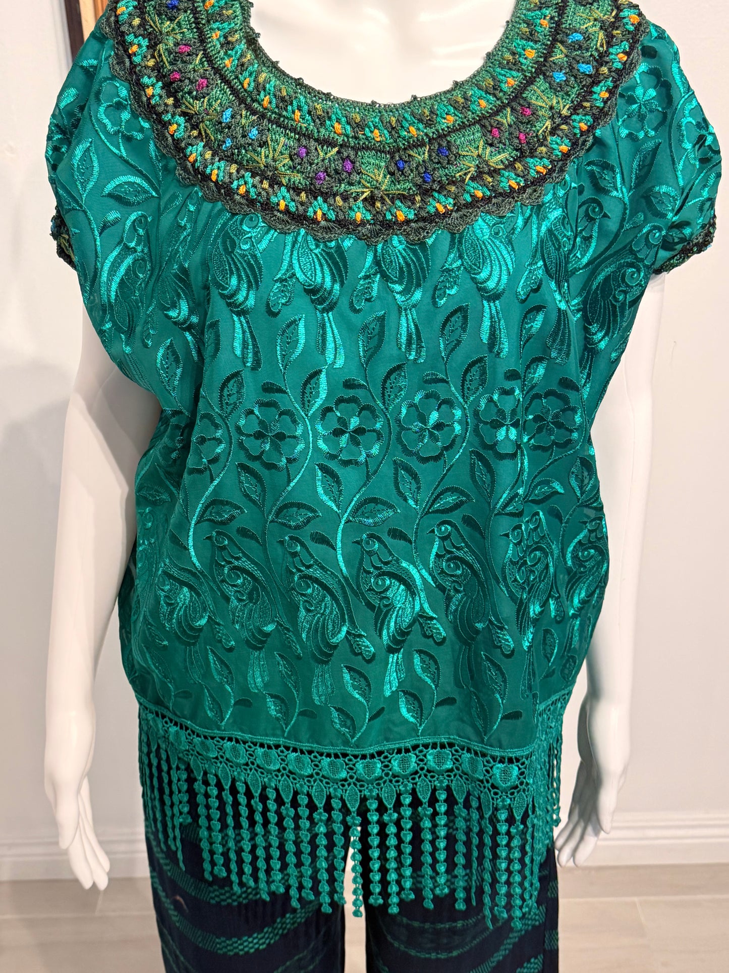Women's Guatemalan Embroidered Silk Blouse
